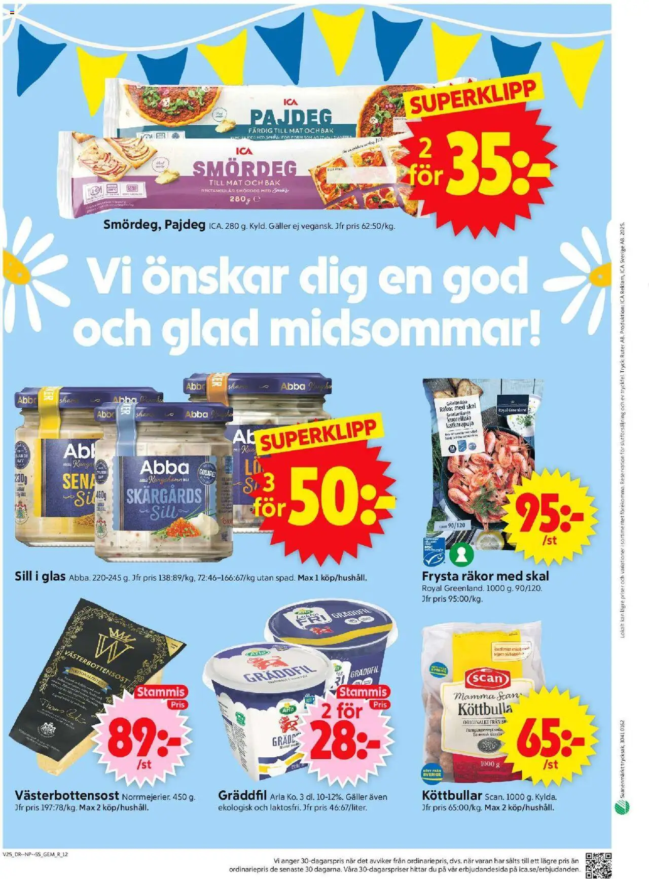 ICA Supermarket reklamblad aktuell från 16.06.2025 | Sida: 14 | Produkter: Köttbullar, Galler, Sill, Gräddfil