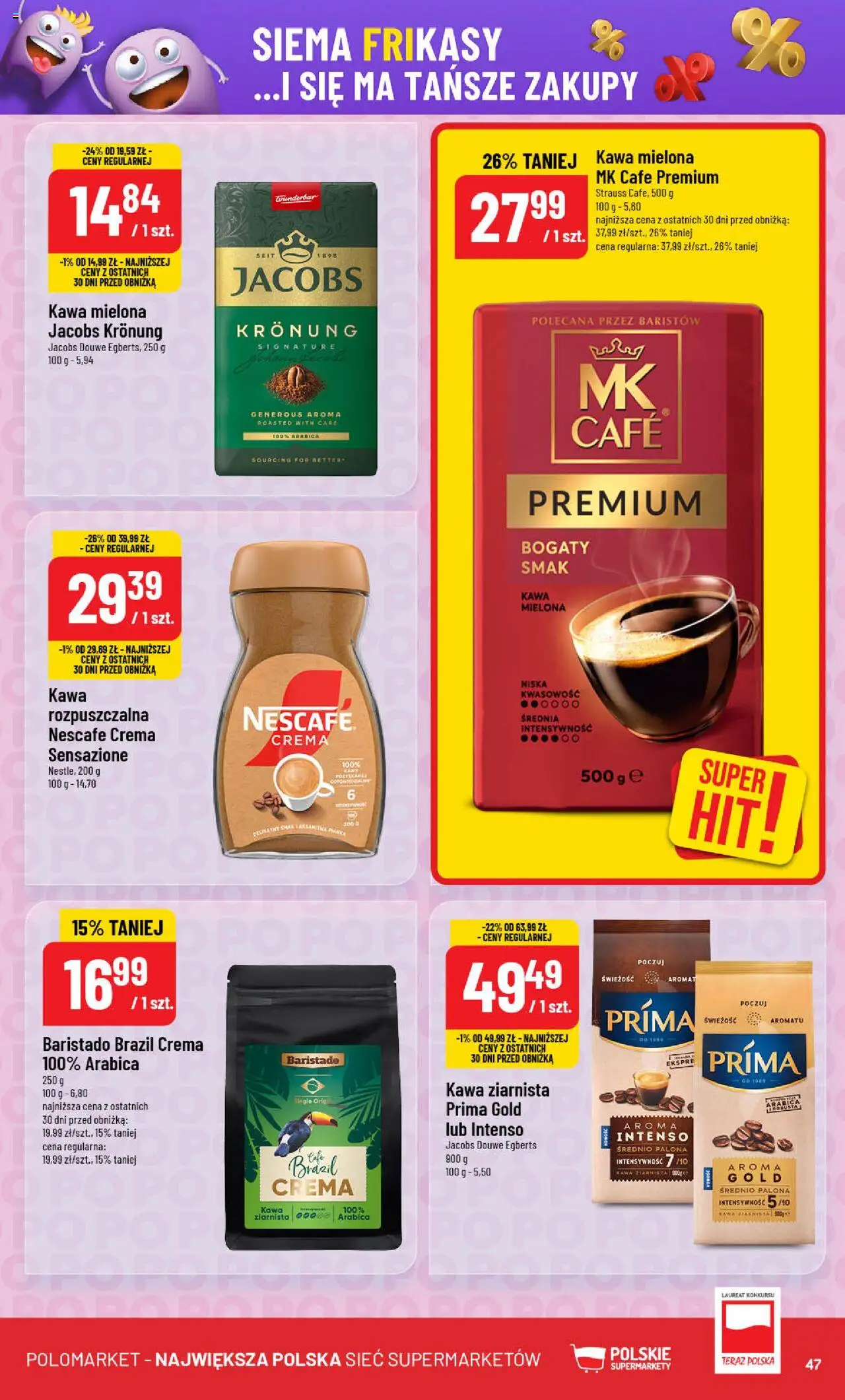 POLOmarket Gazetka od 04.06.2025 | Strona: 47 | Produkty: Nescafe, Kawa ziarnista, Kawa rozpuszczalna, Kawa