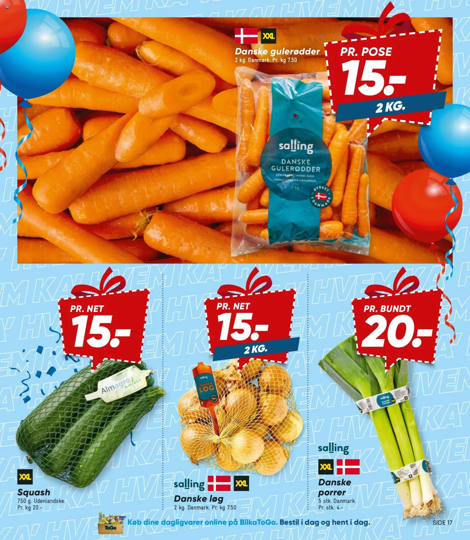 Bilka tilbudsavis – gyldig fra 30.01.2026 | Side: 17 | Produkter: Gulerødder, Squash, Løg, Porrer