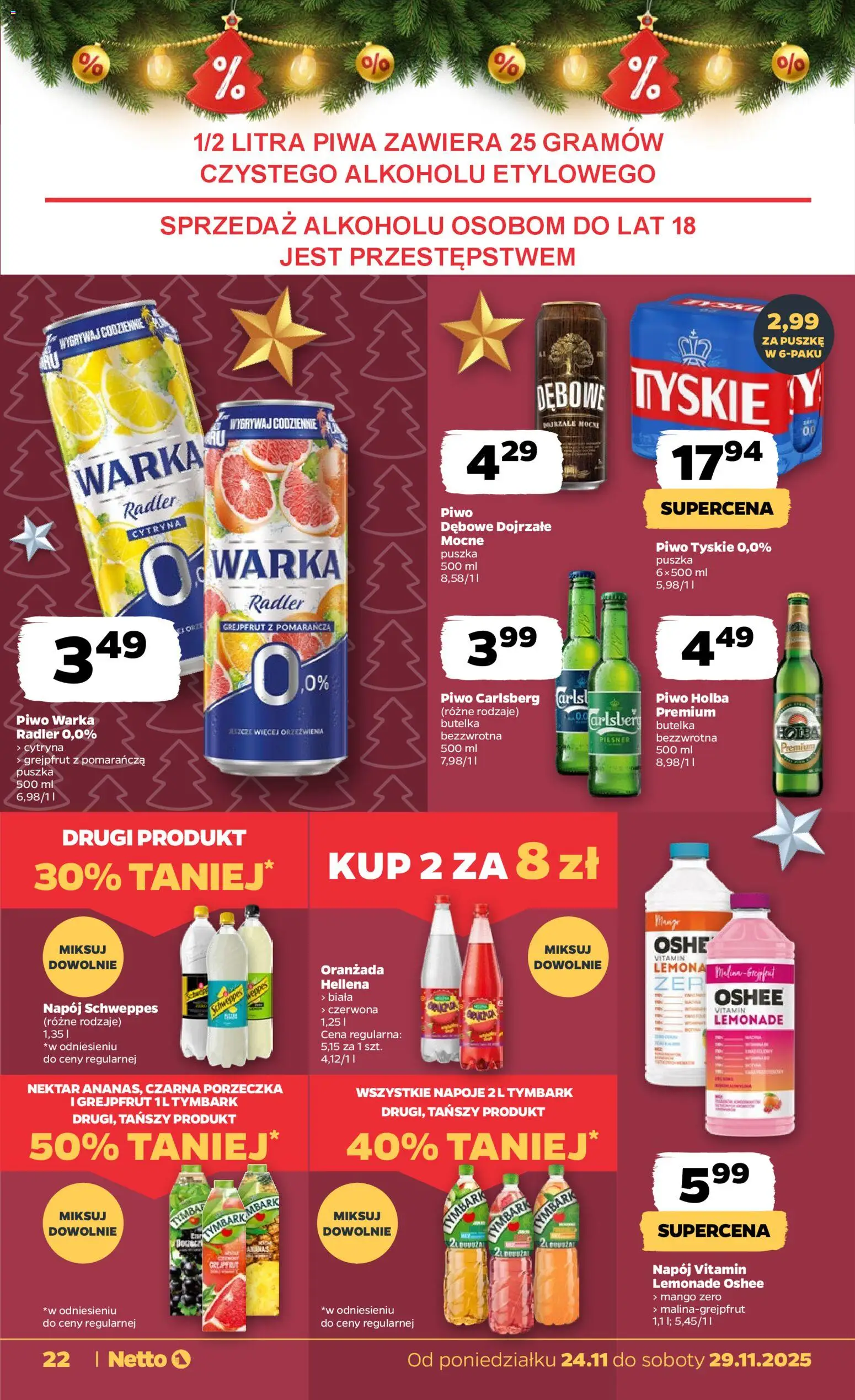 Netto gazetka od 24.11.2025 | Strona: 22 | Produkty: Porzeczka, Warka, Piwo, Ananas