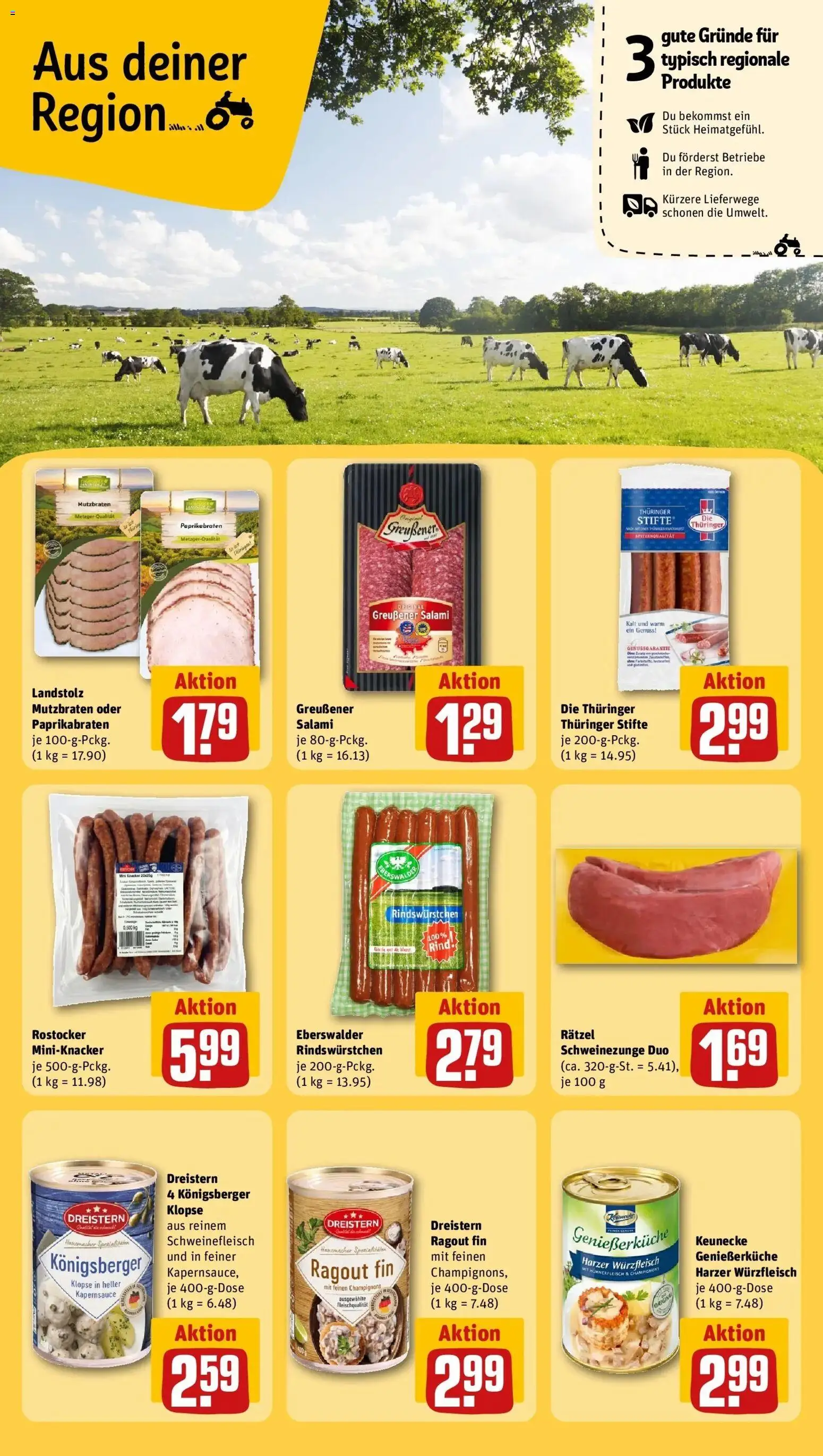 Rewe prospekt Kyritz	 – gültig ab 09.02.2026 | Seite: 23 | Produkte: Champignons, Salami, Schweinefleisch