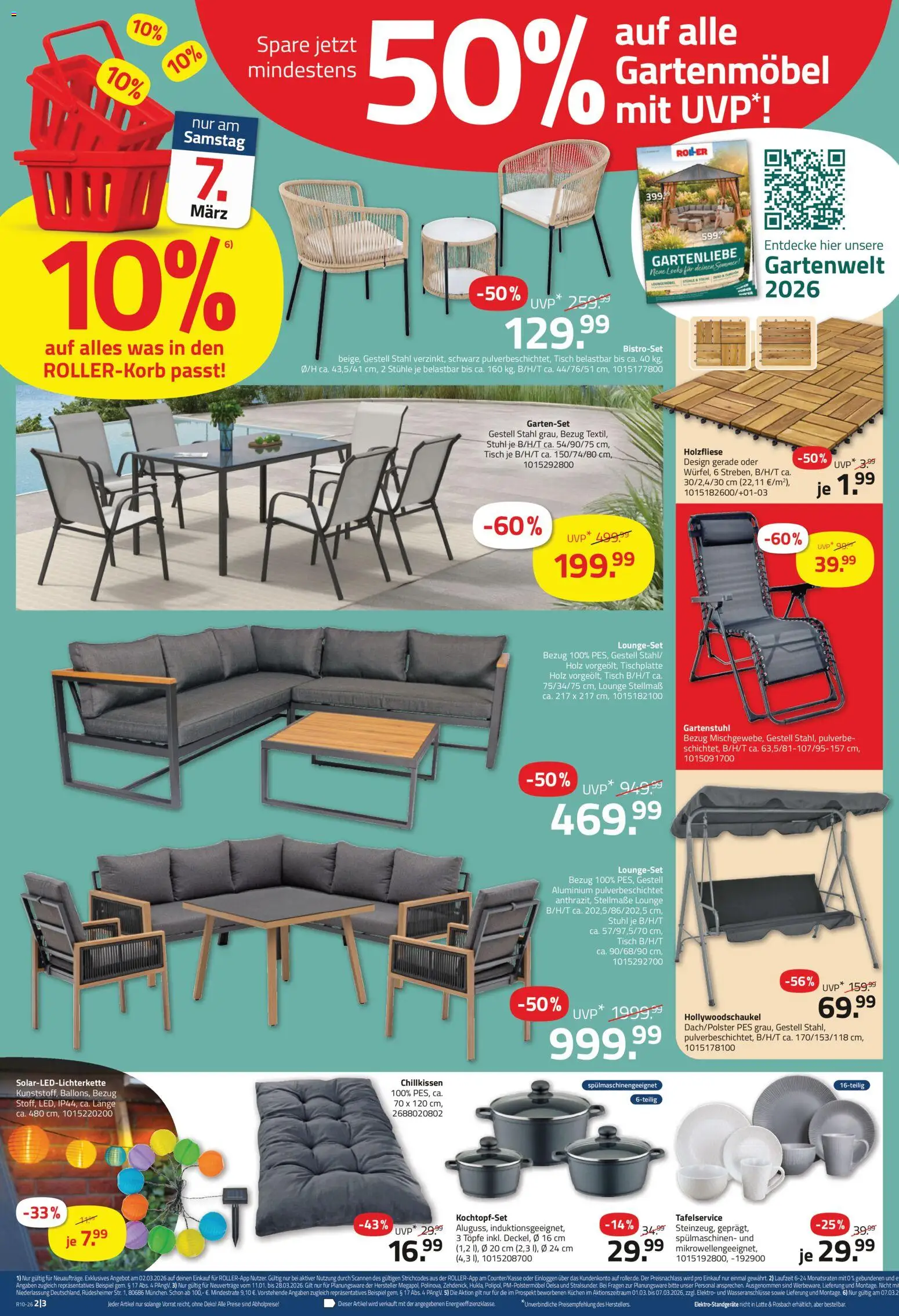 Roller Prospekt 	 – gültig ab 01.03.2026 | Seite: 2 | Produkte: Tisch, Stuhl, Gartenmöbel, Kuchen