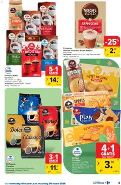 Carrefour folder week 12 - Voorbeeld van een folder van Carrefour, geldig van 18.03.2026 | Pagina: 5 | Producten: La, Cappuccino, Koffiepads, Koffie