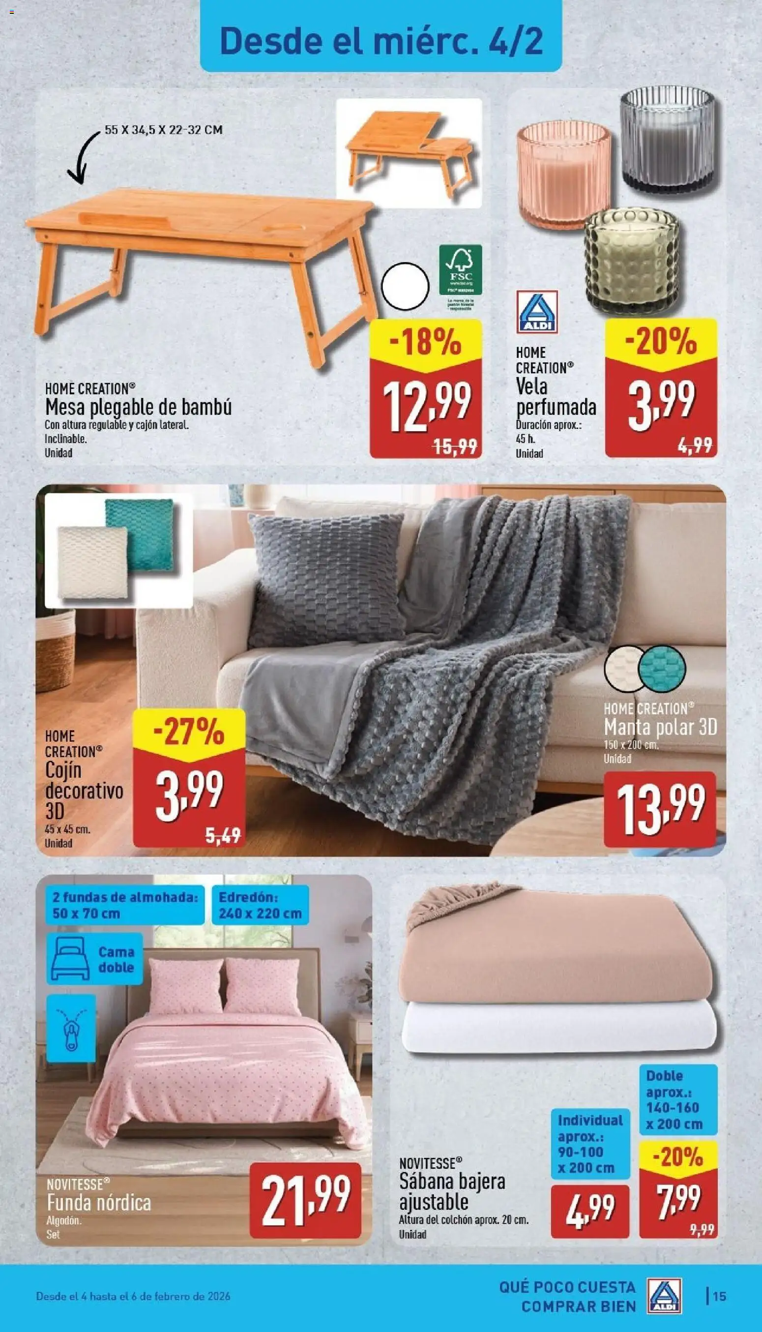 Aldi folleto Baleares │ válido desde el 02.02.2026 | Página: 15 | Productos: Edredón, Manta, Cama, Mesa