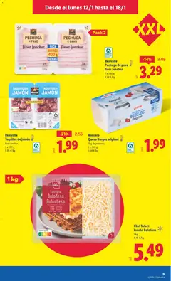 Vista previa Chef Select Lasaña boloñesa, 1 kg válido desde el 12.01.2026 | Página: 9 | Productos: Queso, Jamón, Queso fresco, Lasaña