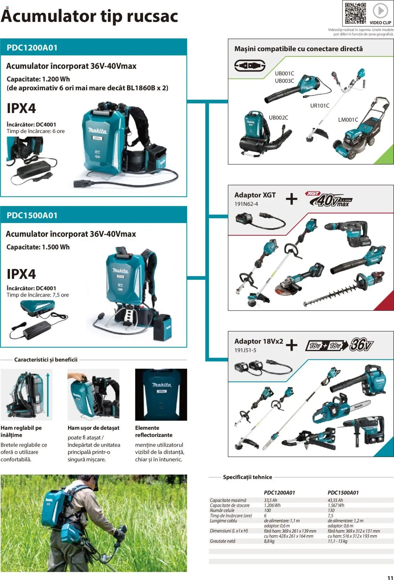 Makita catalog - Mașini de Grădină – valabil de la 08.01.2025 | Pagină: 11 | Produse: Încărcător, Cablu, Adaptor, Rucsac