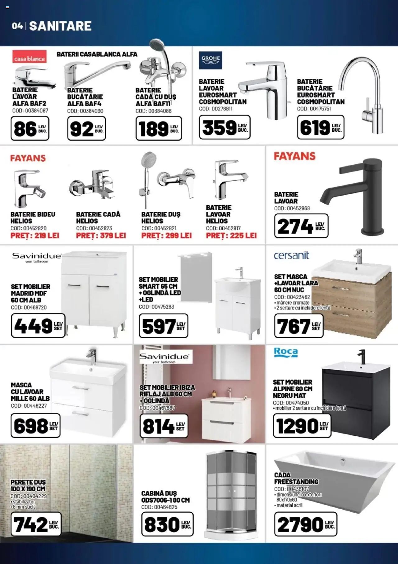 Noul catalog Ambient – valabil de la 01.10.2025 | Pagină: 4 | Produse: Baterie, Cadă, Duș, Baterii