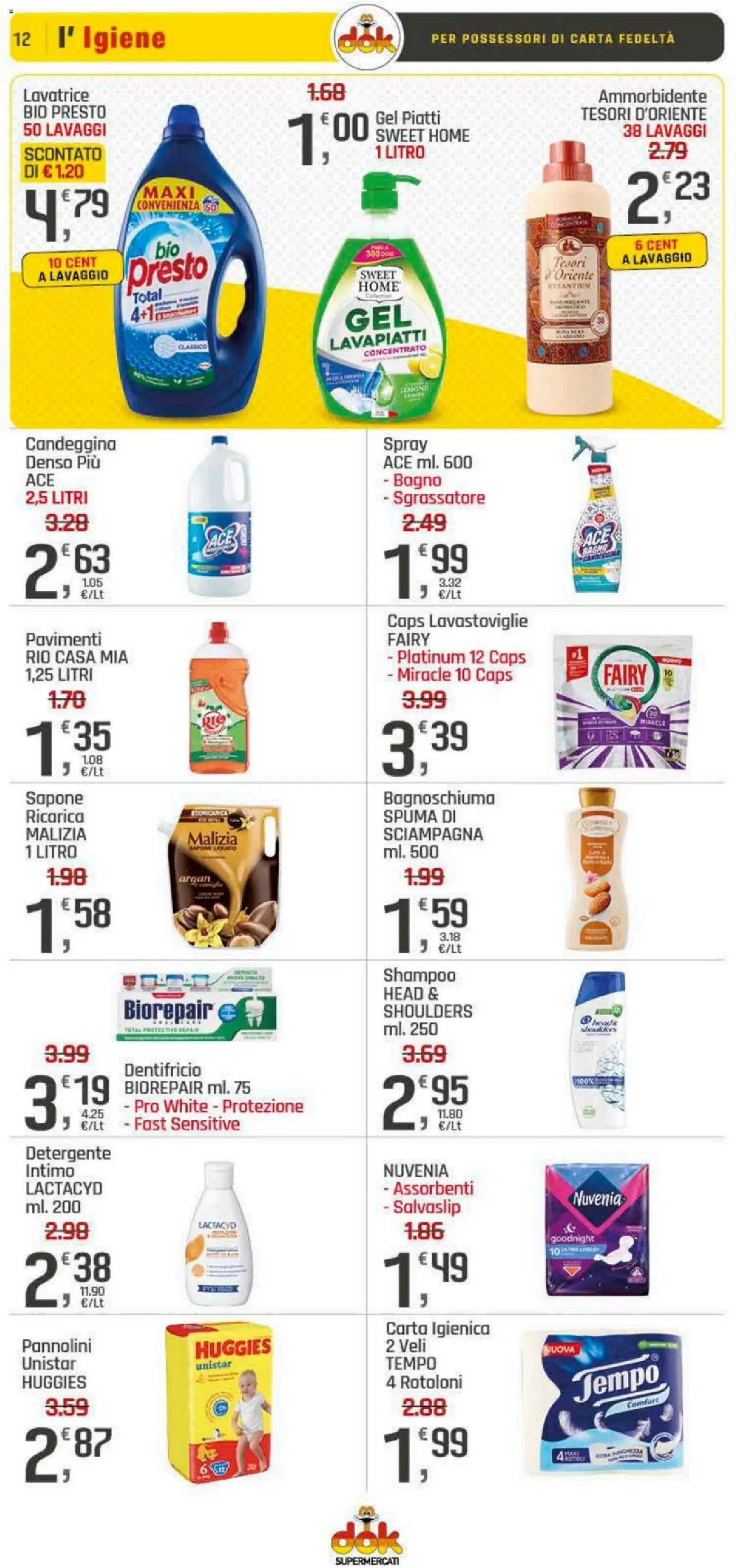 Volantino DOK del 22.01.2026 | Pagina: 12 | Prodotti: Carta igienica, Dentifricio, Detergente, Sgrassatore