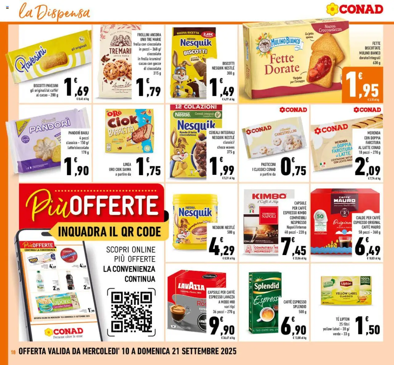 Volantino Conad del 10.09.2025 | Pagina: 18 | Prodotti: Tè, Cereali, Tonno, Cacao