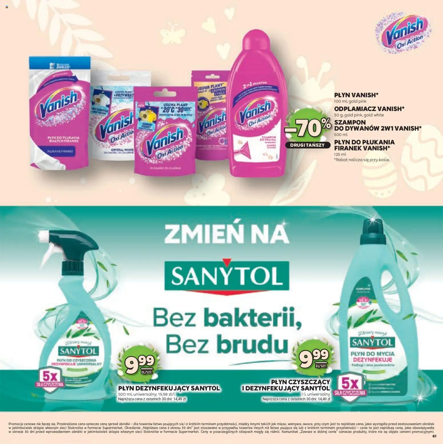 Stokrotka gazetka - Wielkanoc od 19.03.2026 | Strona: 61 | Produkty: Vanish, Stokrotka, Szampon, Odplamiacz