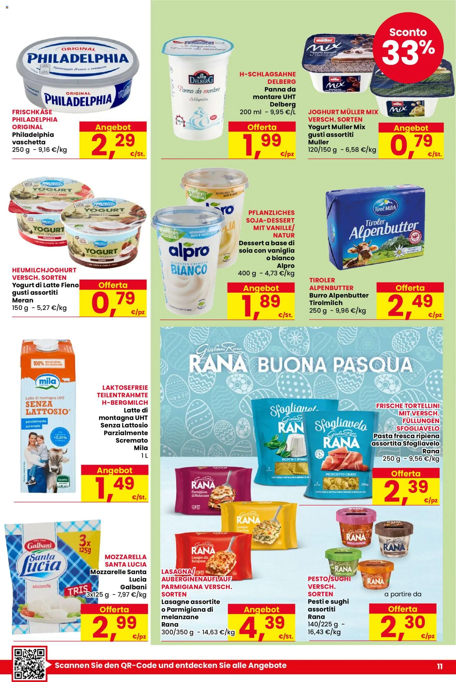 Volantino Despar del 26.03.2026 | Pagina: 11 | Prodotti: Mozzarella, Formaggio, Pasta, Spinaci