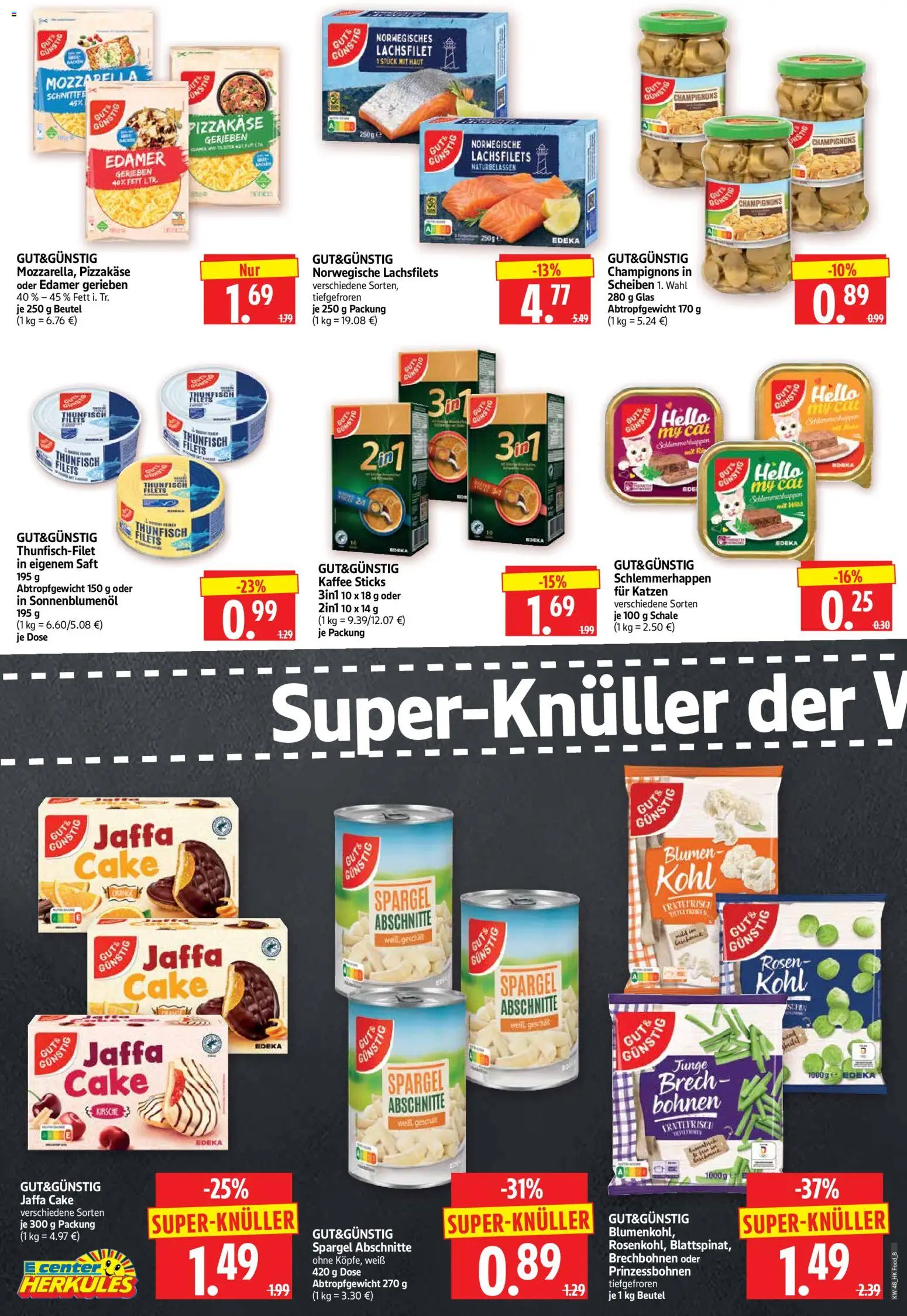 HERKULES Prospekt 	 – gültig ab 24.11.2025 | Seite: 8 | Produkte: Mozzarella, Spargel, Edamer, Champignons