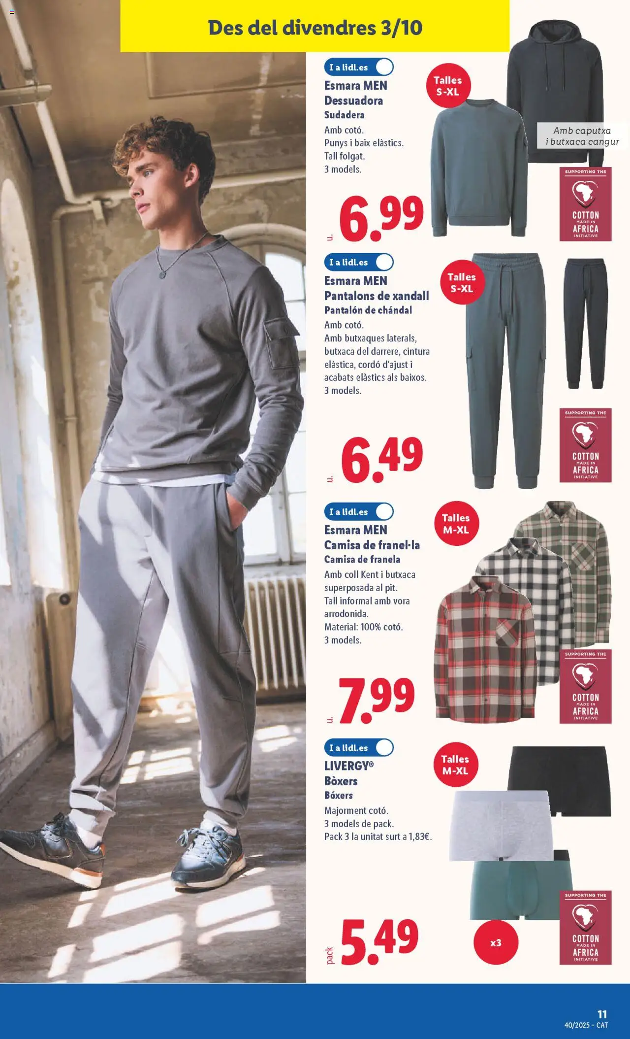 Lidl folleto de bazar │ válido desde el 29.09.2025 | Página: 19 | Productos: Camisa, Sudadera, Boxers, Pantalón de chándal