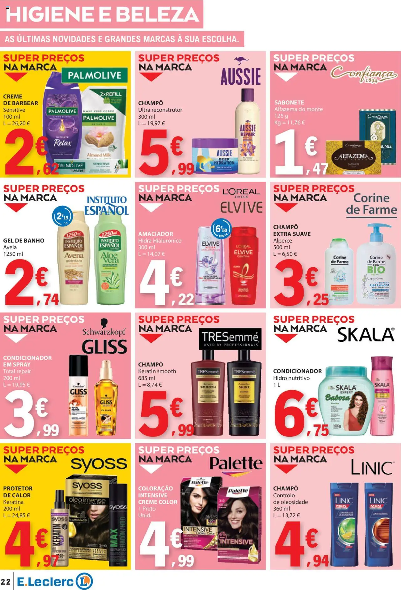 E.Leclerc folheto │ válido de 09.10.2025 | Página: 22 | Produtos: Aveia, Condicionador, Sabonete, Banho