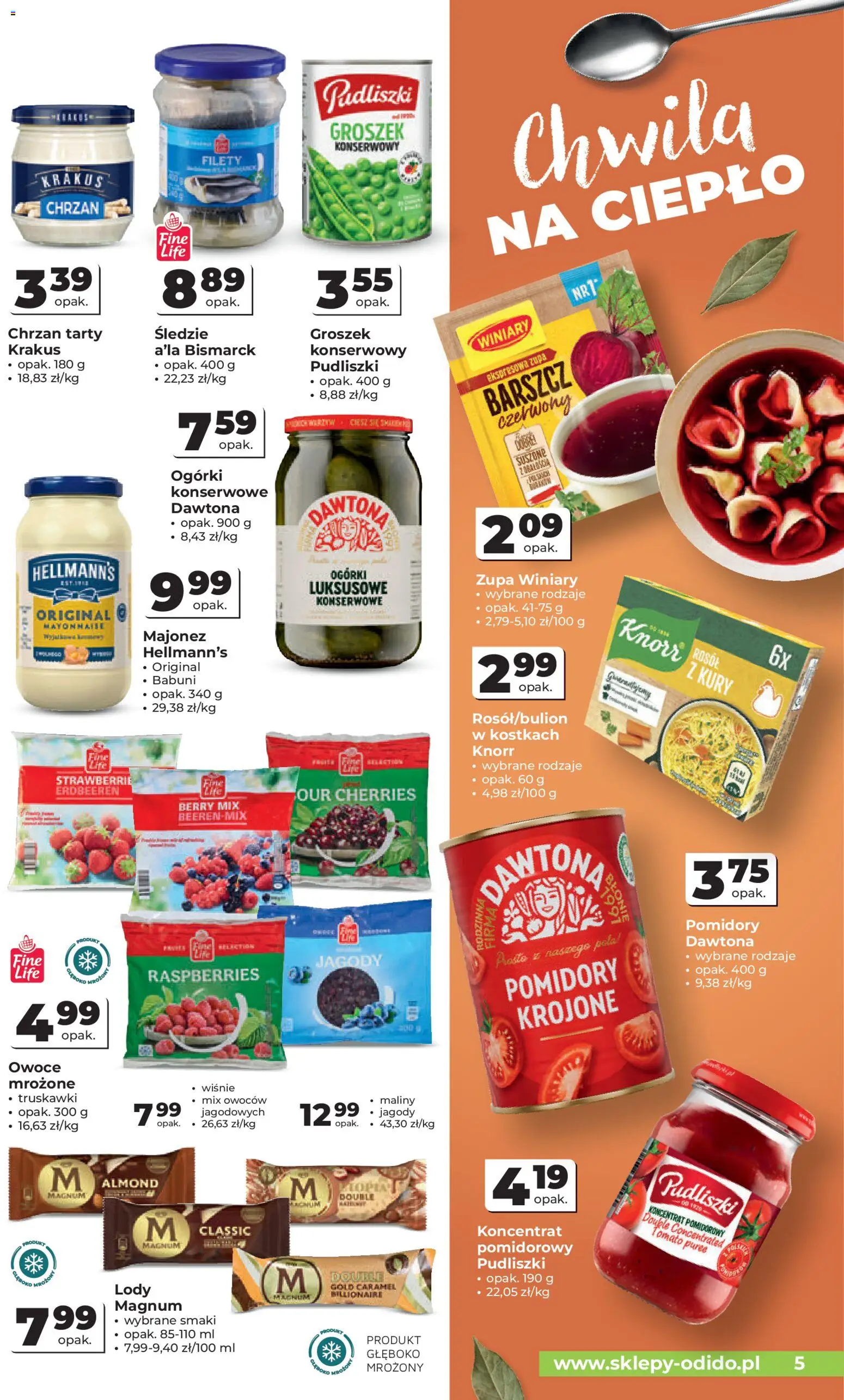 Odido Gazetka od 12.11.2025 | Strona: 5 | Produkty: Jagody, Chrzan, Lody, Majonez