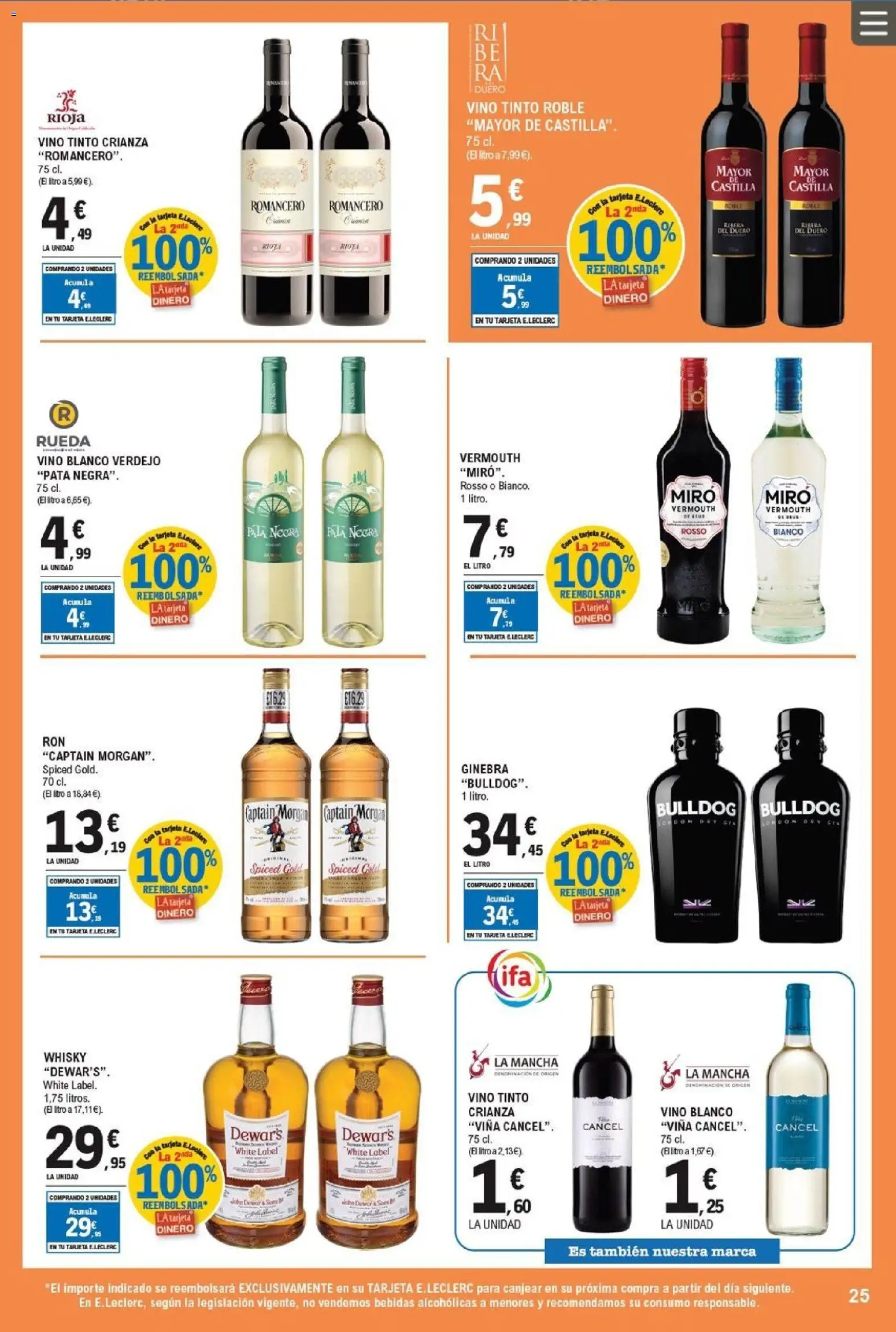 E.Leclerc folleto │ válido desde el 25.02.2026 | Página: 25 | Productos: Vino, Ginebra, Whisky