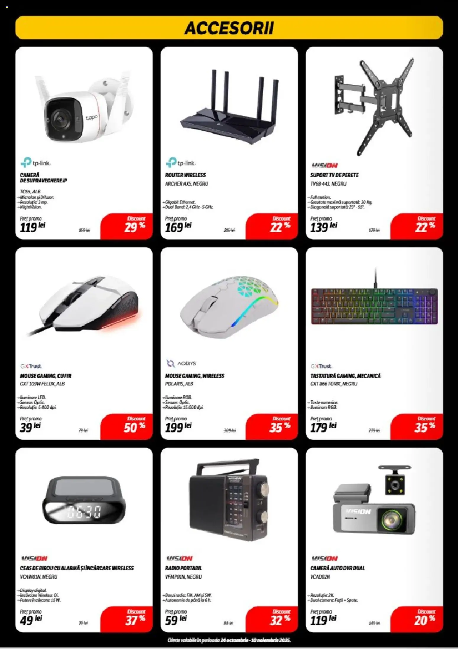 Noul catalog Flanco – valabil de la 24.10.2025 | Pagină: 10 | Produse: Ceas, Cameră auto, Mouse, Microfon