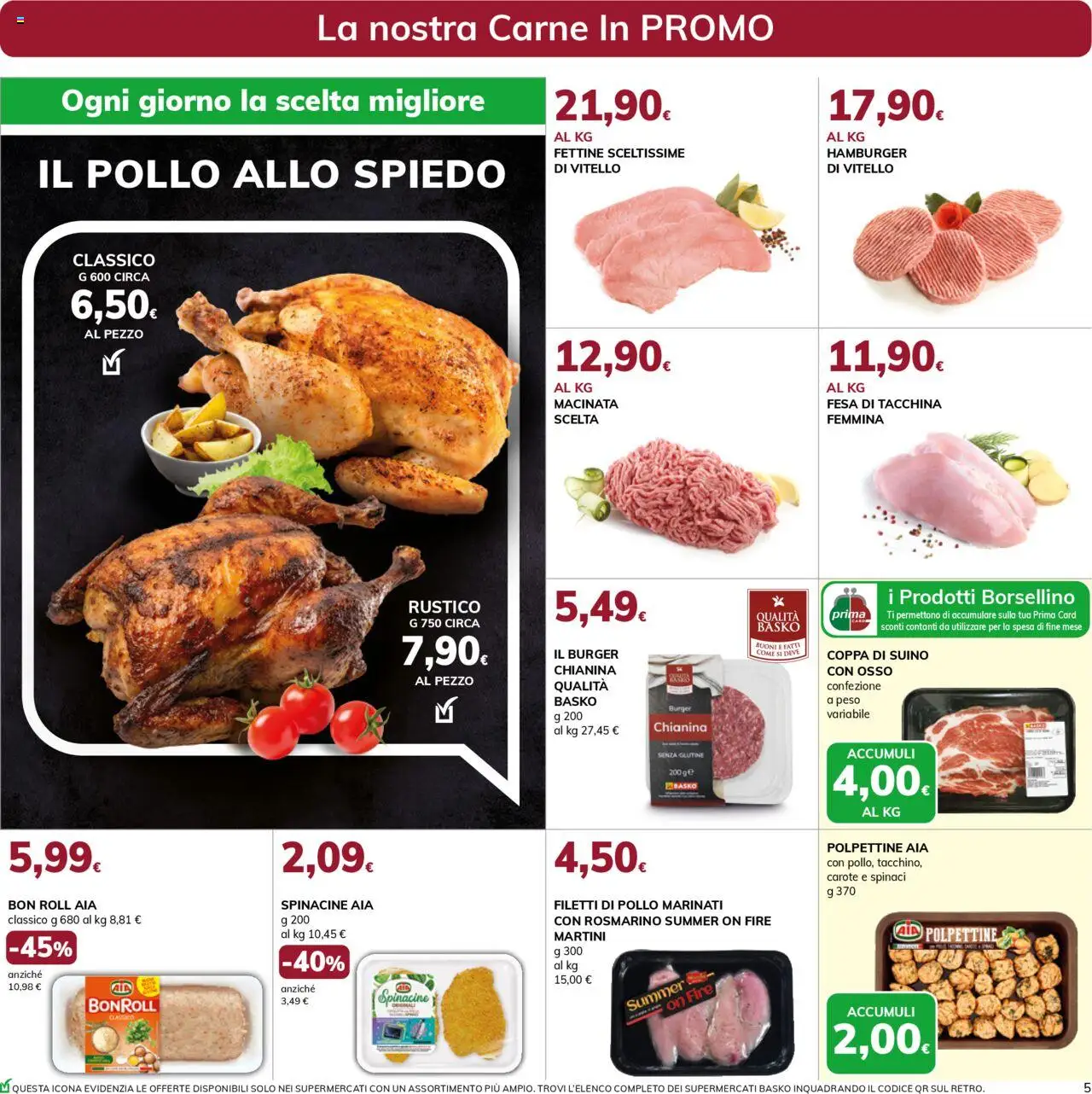 Volantino Basko del 19.08.2025 | Pagina: 5 | Prodotti: Pollo, Suino, Spinaci, Hamburger