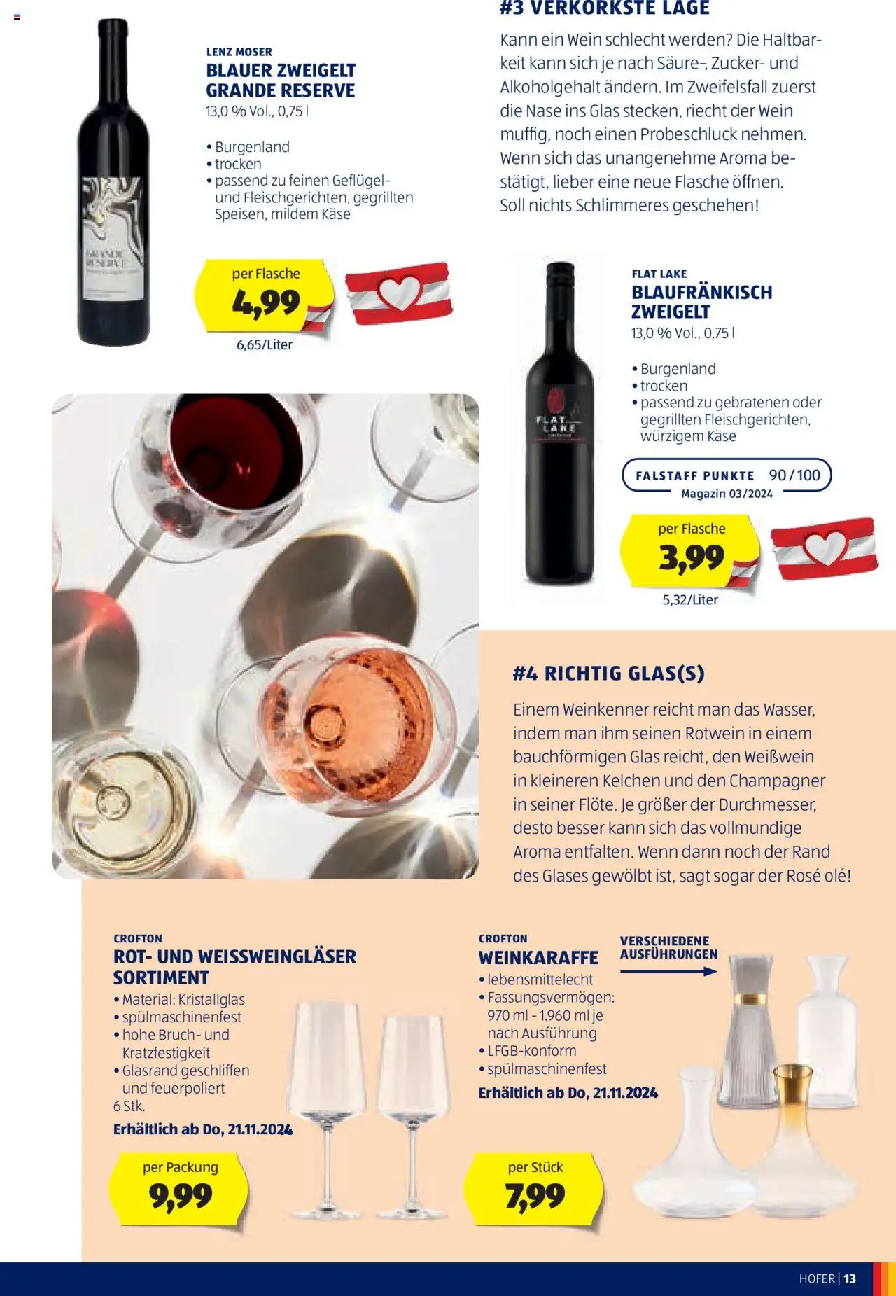 Hofer Wein-Magazin gültig ab 16.10.2024 | Seite: 13 | Produkte: Zucker, Käse, Wein