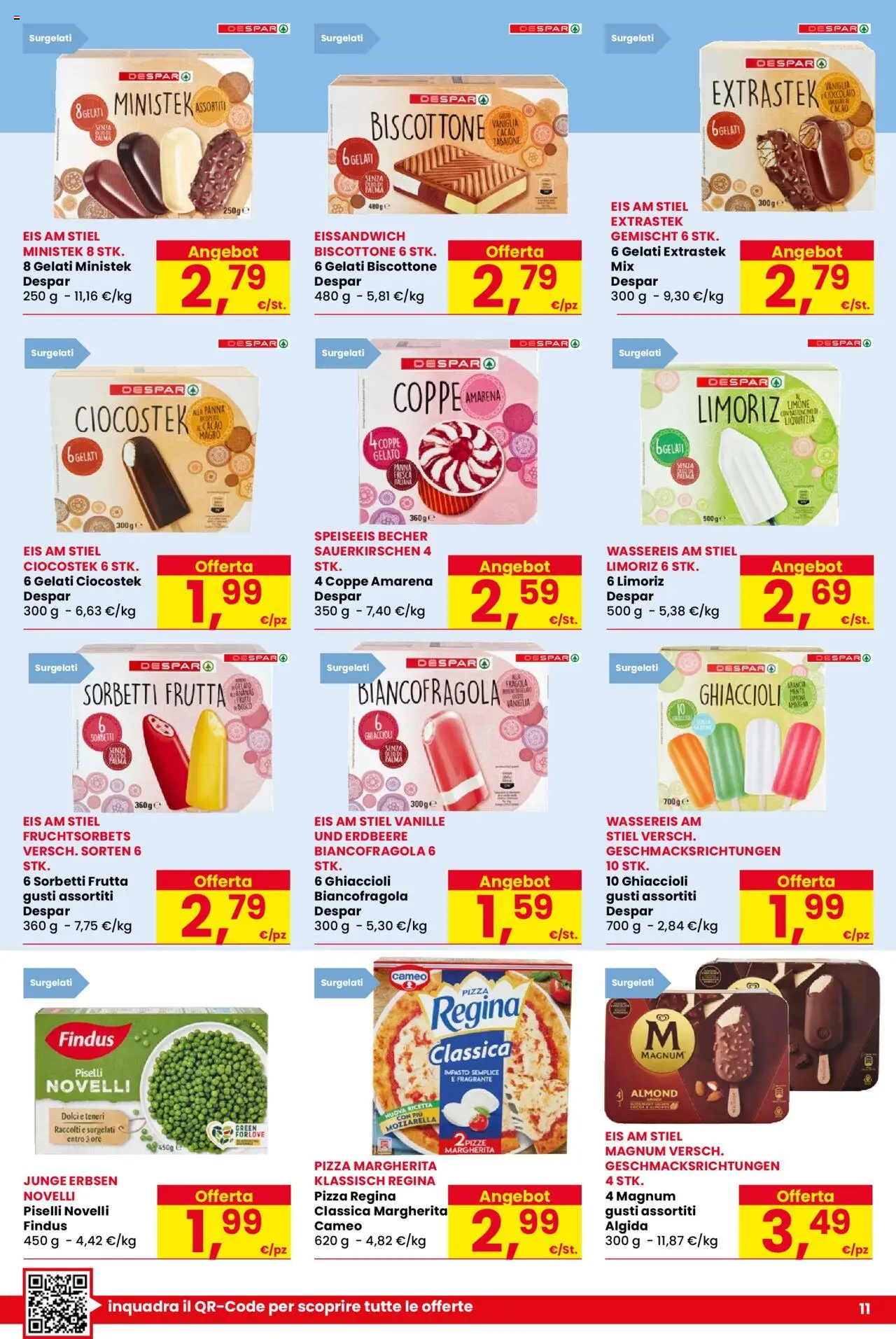 Volantino Despar del 07.08.2025 | Pagina: 11 | Prodotti: Ghiaccioli, Panna, Mozzarella, Piselli