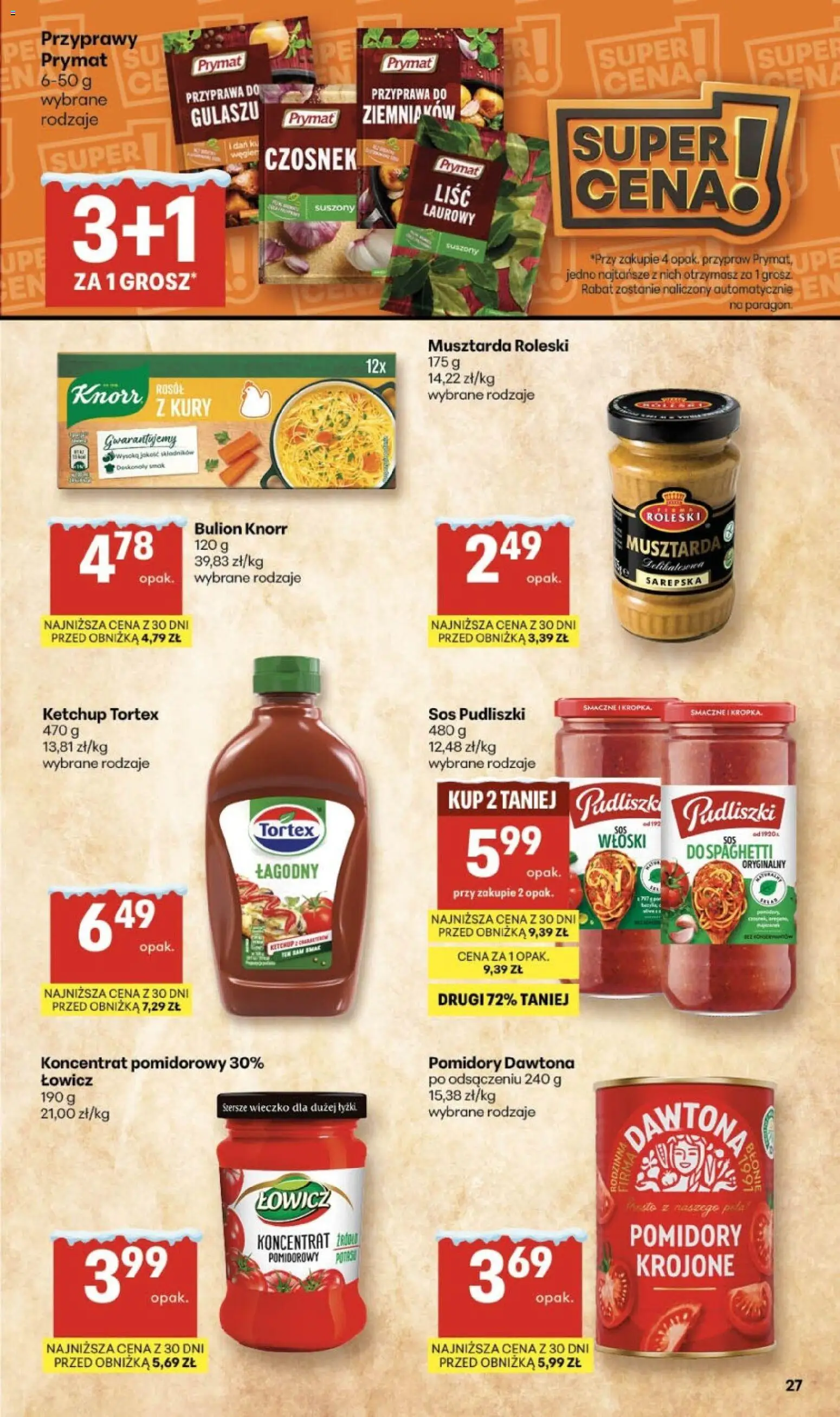 Delikatesy Centrum Gazetka od 15.01.2026 | Strona: 27 | Produkty: Czosnek, Koncentrat pomidorowy, Pomidory, Sos