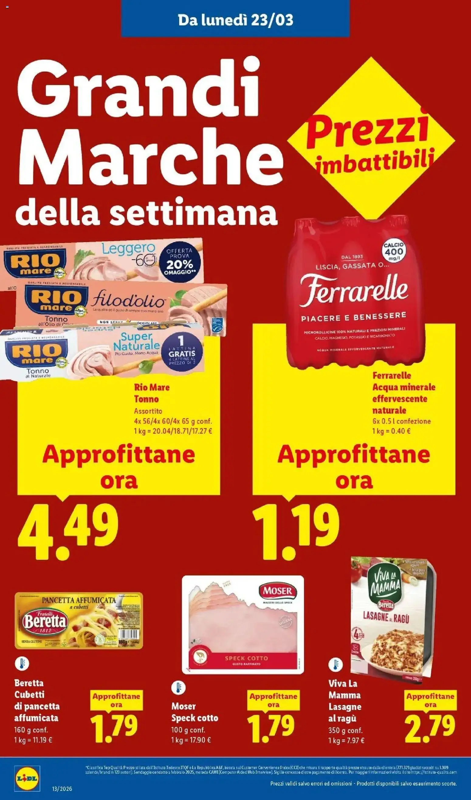 Volantino Lidl del 22.03.2026 | Pagina: 12 | Prodotti: Pancetta, Computer, Tonno al naturale, Ferrarelle