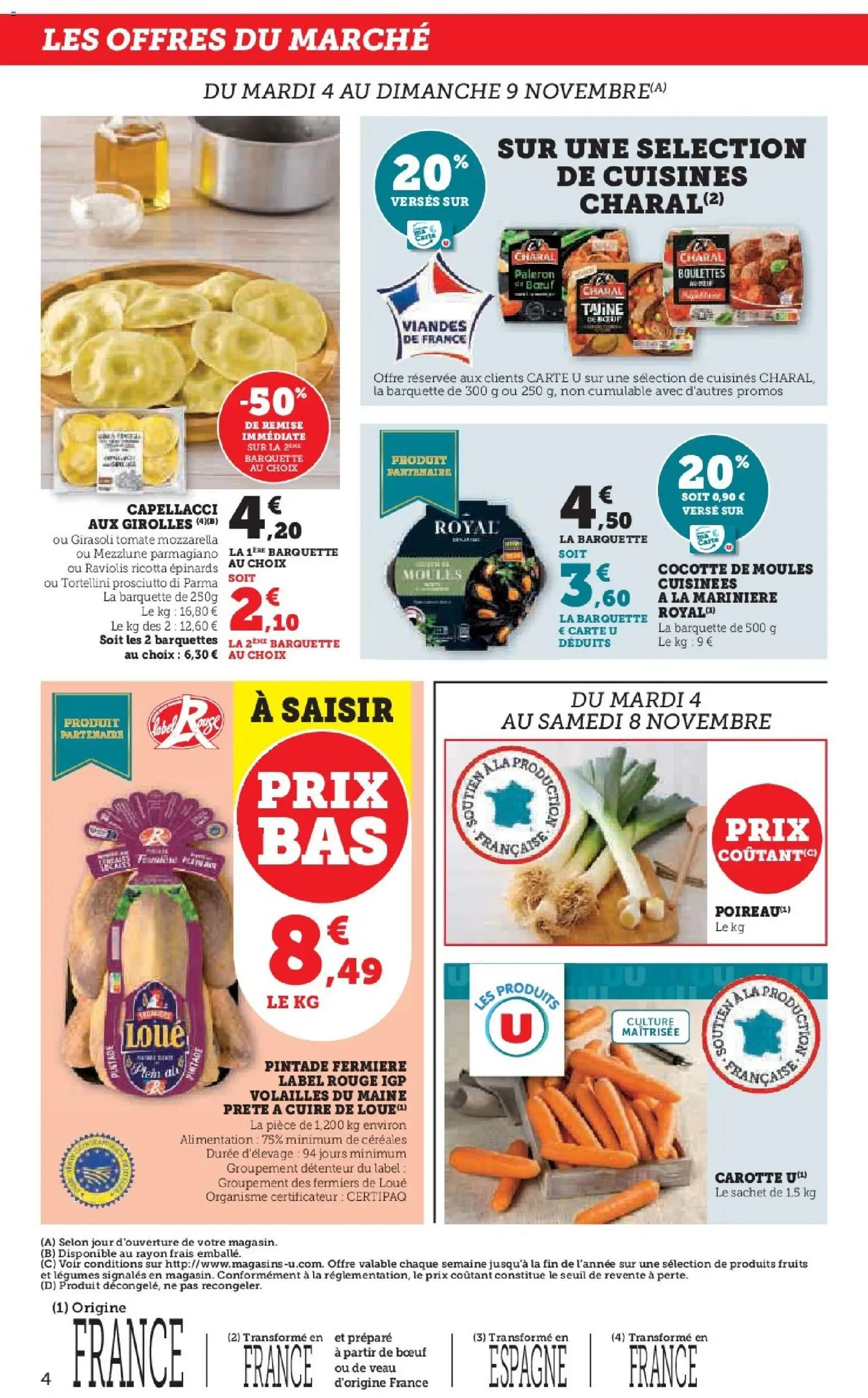 {H1} | Page: 4 | Produits: Tajine, Raviolis, Pintade, Céréales