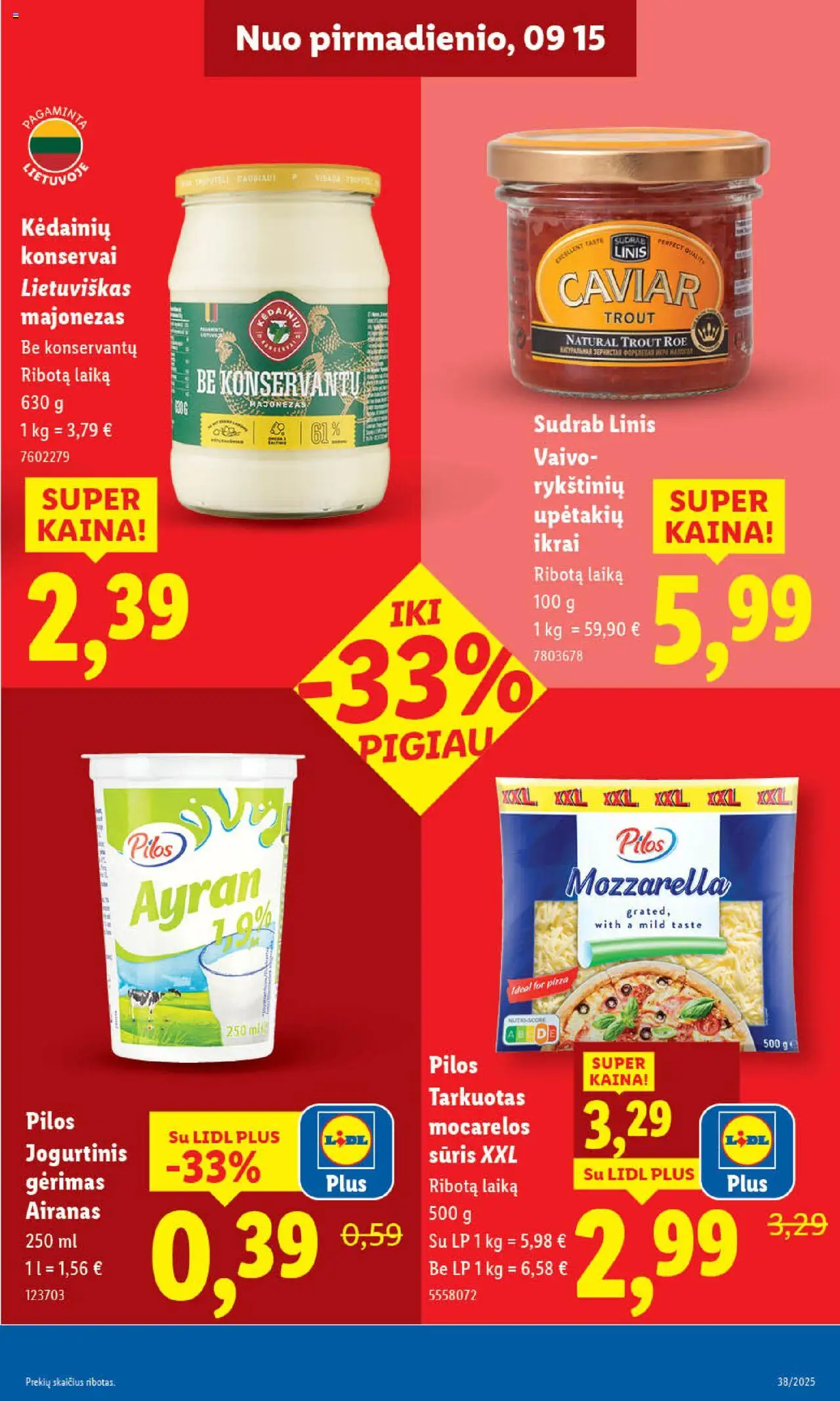 LIDL akcijos nuo 15.09.2025 | Puslapis: 21 | Prekių: Sūris, Konservai, Majonezas, Ikrai