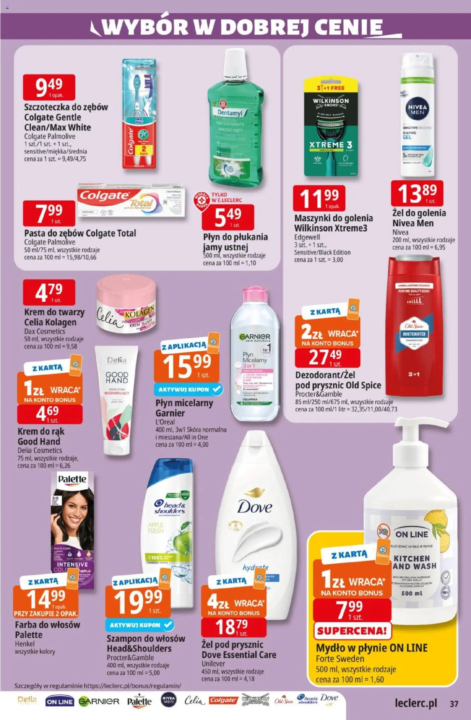 E.Leclerc gazetka od 10.03.2026 | Strona: 37 | Produkty: Karta, Szampon, Krem, Old spice