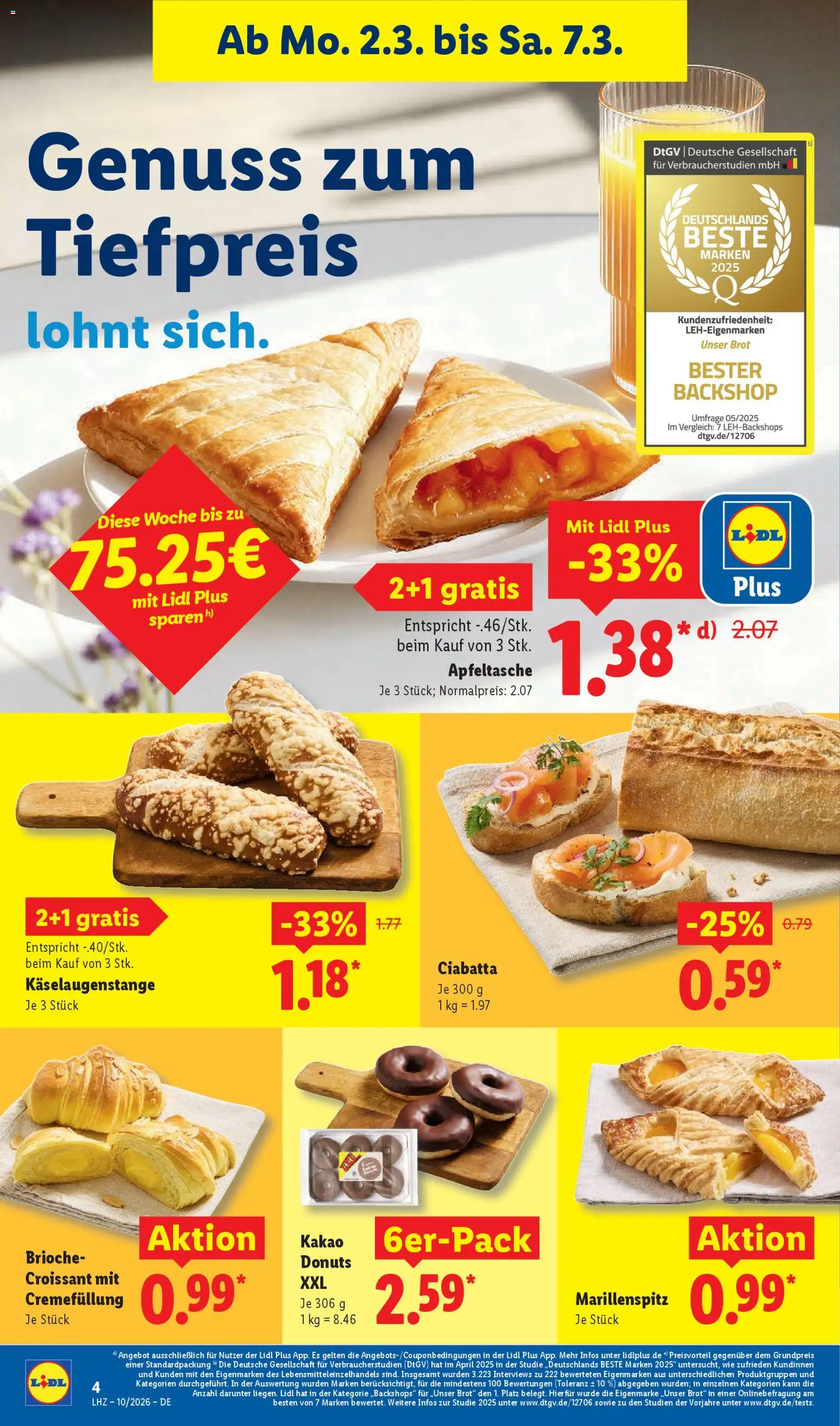 Lidl Prospekt Düsseldorf – gültig ab 02.03.2026 | Seite: 8 | Produkte: Croissant, Donuts, Brot