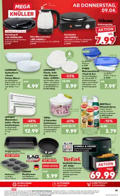 Kaufland Prospekt ab 09.04.2026 gültig | Seite: 45 | Produkte: Grill, Olivenol, Kochplatte, Heißluftfritteuse