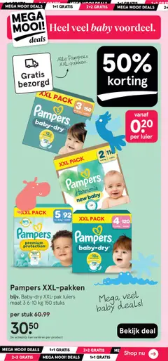 Pampers XXL-pakken, bijv. Baby-dry XXL-pak luiers maat 3 6-10 kg 150 stuks - Voorbeeld van een folder van Etos, geldig van 06.10.2025 | Pagina: 48 | Producten: Kan, Pampers