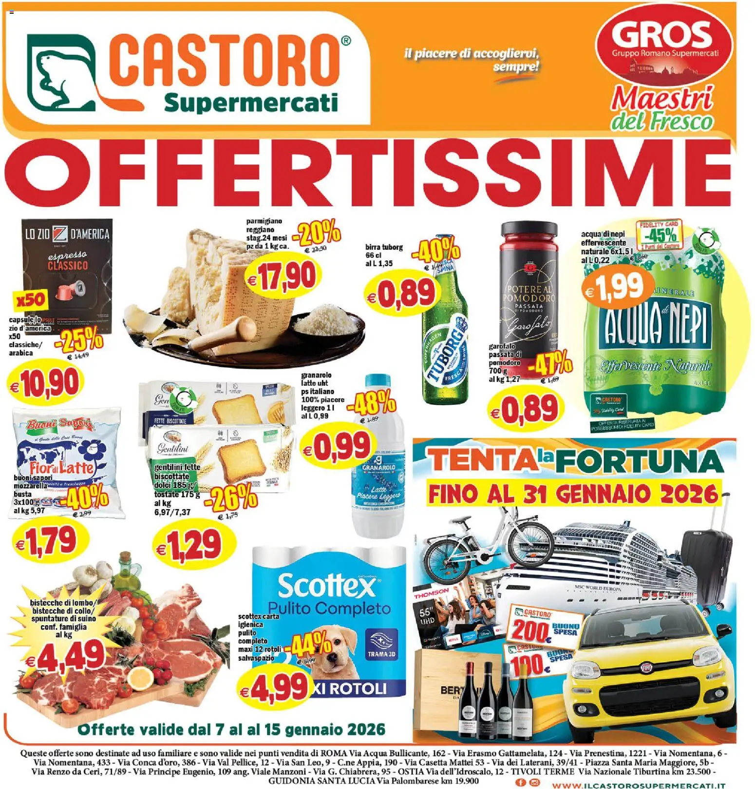 Volantino Il Castoro del 07.01.2026 | Pagina: 1 | Prodotti: Birra, Acqua, Parmigiano reggiano, Parmigiano