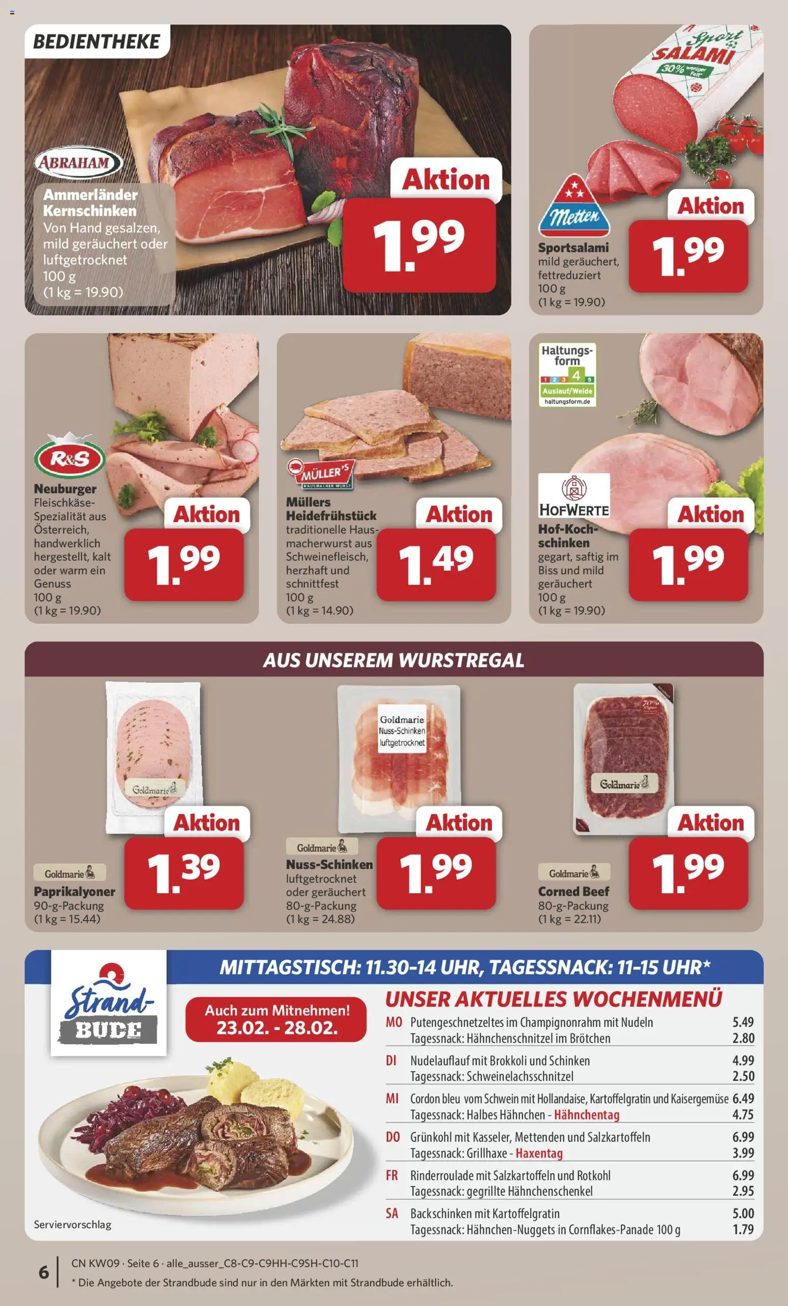 Combi Prospekt 	 – gültig ab 22.02.2026 | Seite: 6 | Produkte: Hahnchen, Brokkoli, Wurst, Schinken