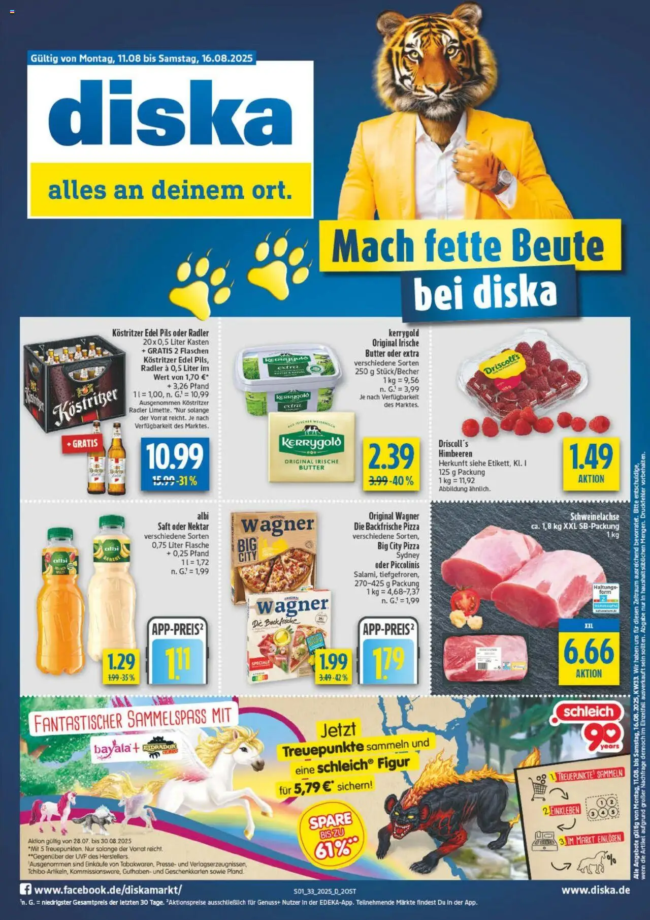 Diska Prospekt 	 - gültig ab dem 11.08.2025 | Seite: 1 | Produkte: Himbeeren, Pils, Piccolinis, Saft