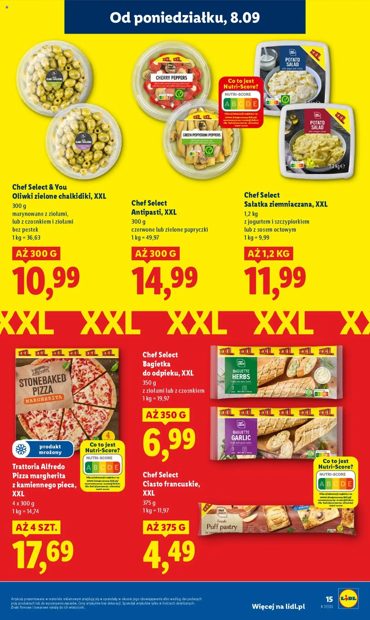 Lidl Gazetka od 08.09.2025 | Strona: 17 | Produkty: Ciasto, Oliwki zielone, Pizza, Sałatka