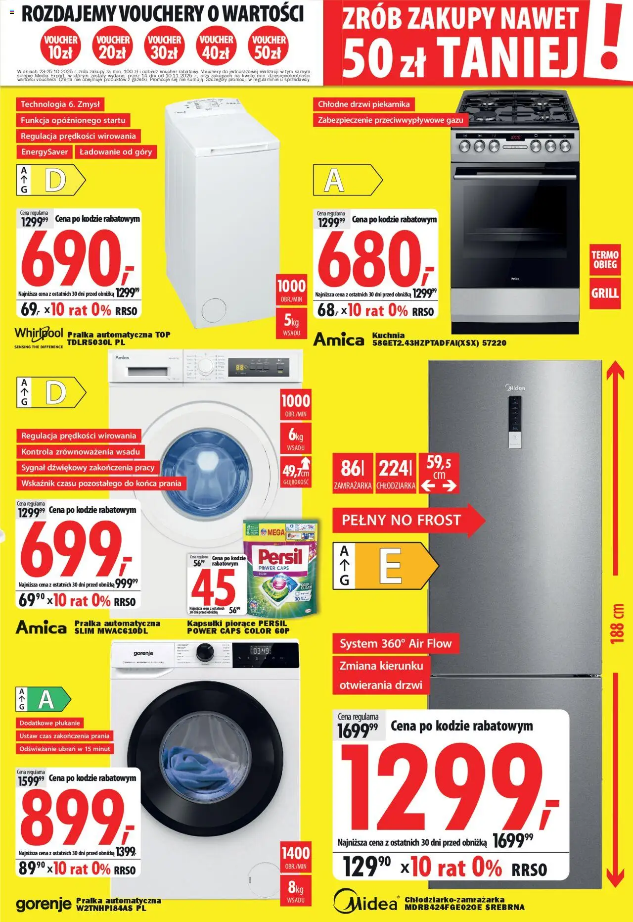 Mediaexpert Gazetka - Wielkie przeceny Skierniewice od 23.10.2025 | Strona: 7 | Produkty: Top, Persil, Zamrażarka, Grill