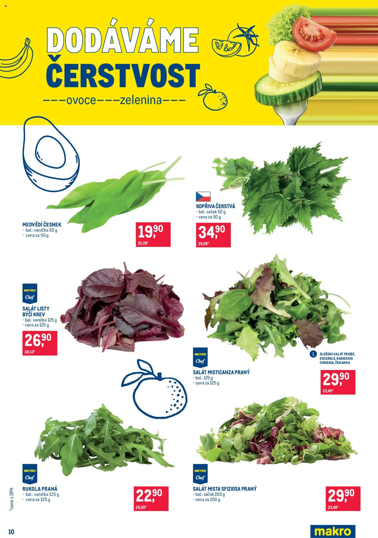 Makro leták - Pro milovníky jídla od 08.04.2026 | Strana: 10 | Produkty: Salát, Rukola, Česnek, Ovoce zelenina