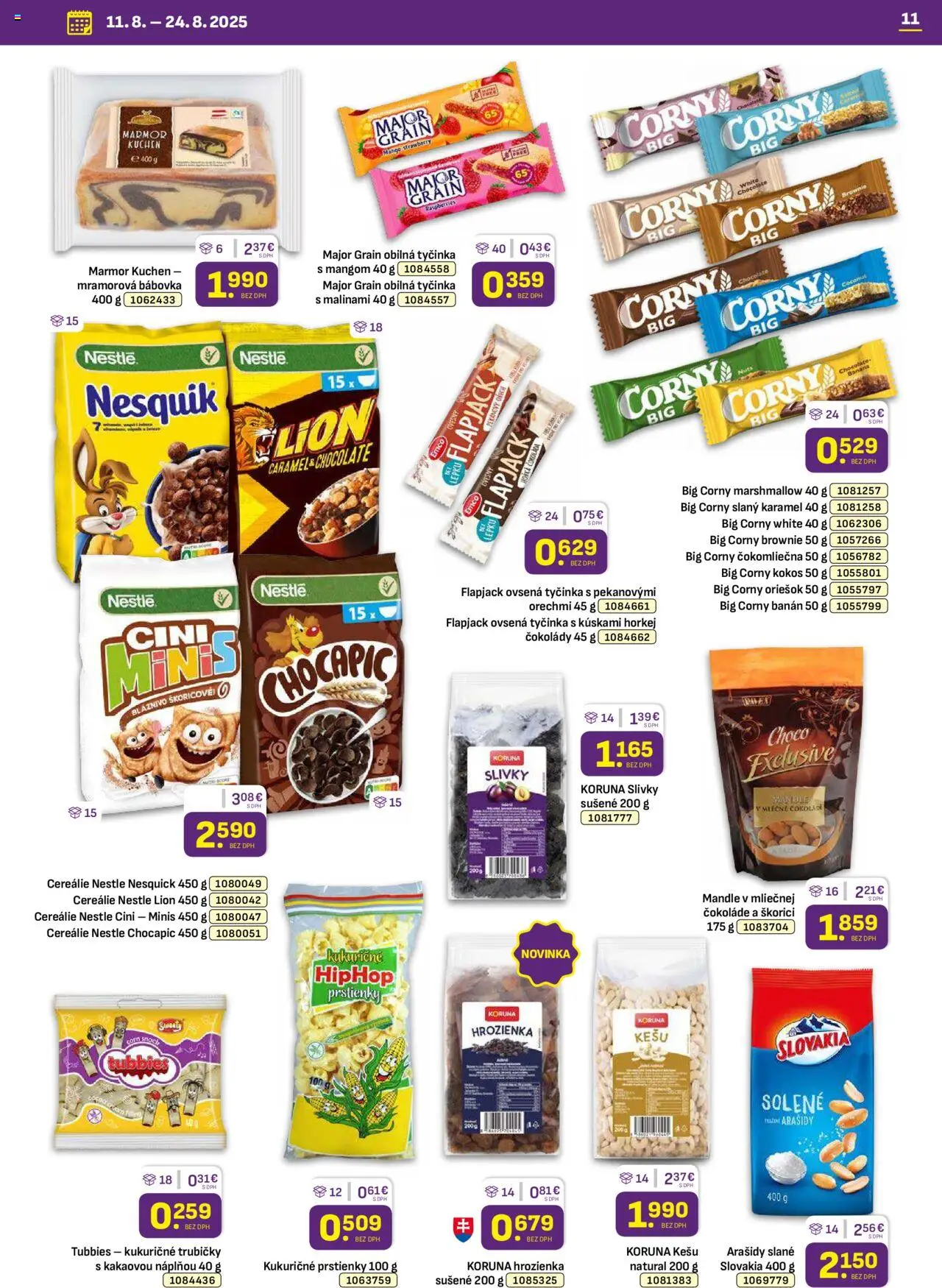 Libex leták │ platný od 11.08.2025 | Strana: 11 | Produkty: Čokoláda, Chocapic, Cini Minis, Hrozienka