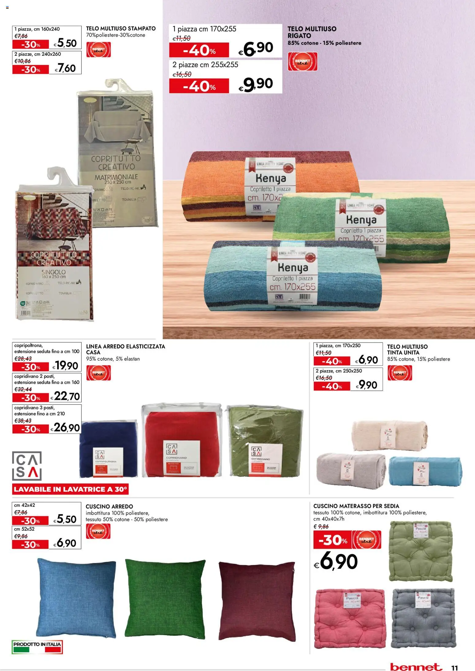 Volantino bennet del 02.01.2026 | Pagina: 11 | Prodotti: Copridivano, Materasso, Tovaglia, Sedia