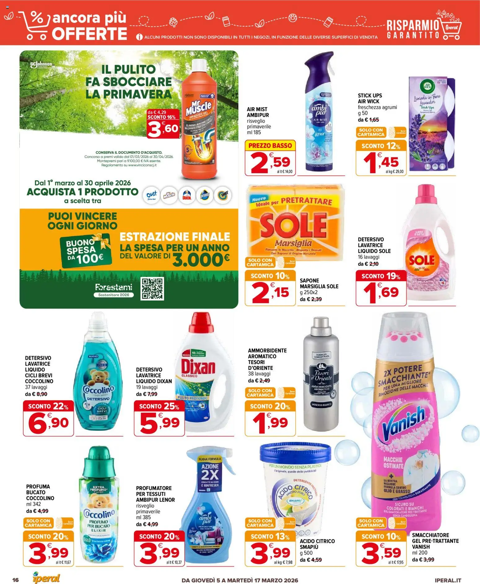 Volantino Iperal del 05.03.2026 | Pagina: 16 | Prodotti: Sapone, Detergente, Lavatrice, Lavanda