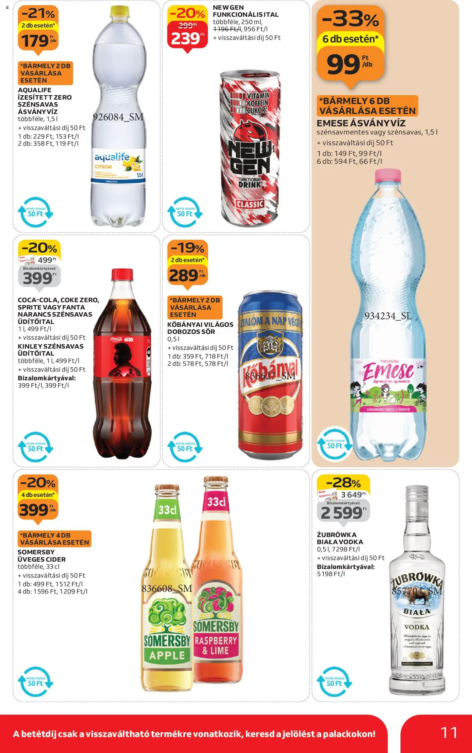 Auchan akciós ujság - amely érvényes a következő dátumtól: 06.11.2025 | Oldal: 11 | Termékek: Lime, Ásványvíz, Sör, Vodka