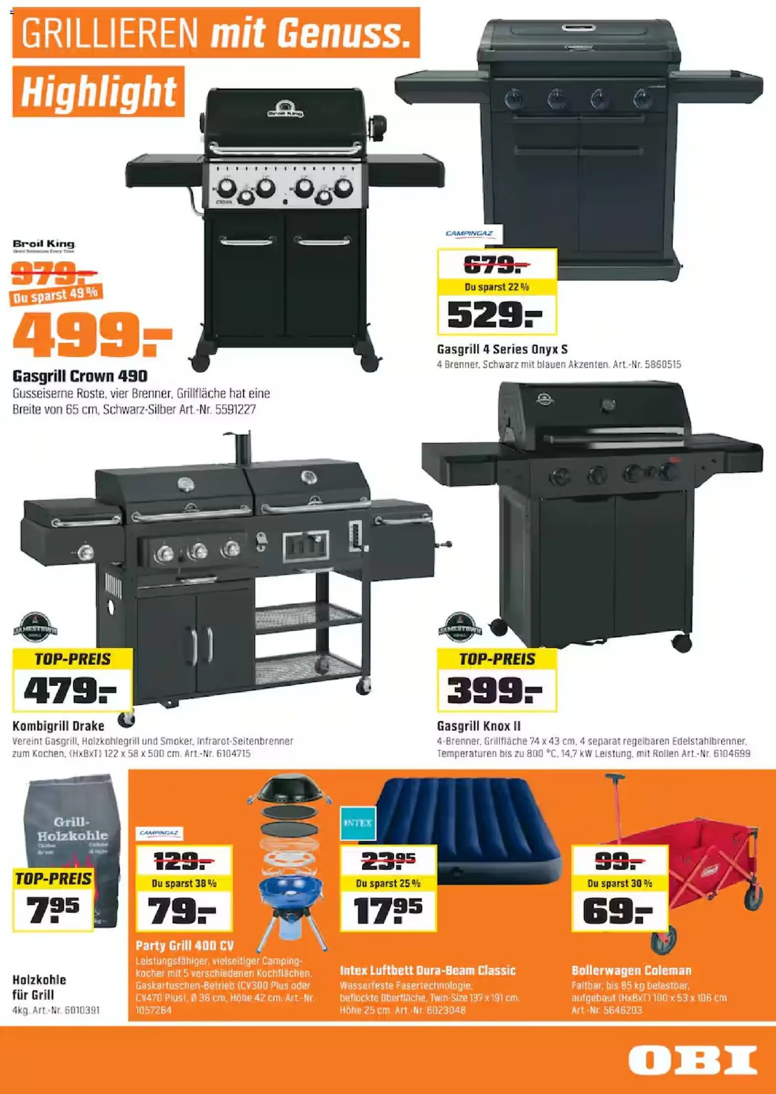 OBI aktionen – gültig ab 01.03.2026 | Seite: 9 | Produkte: Kocher, Grill