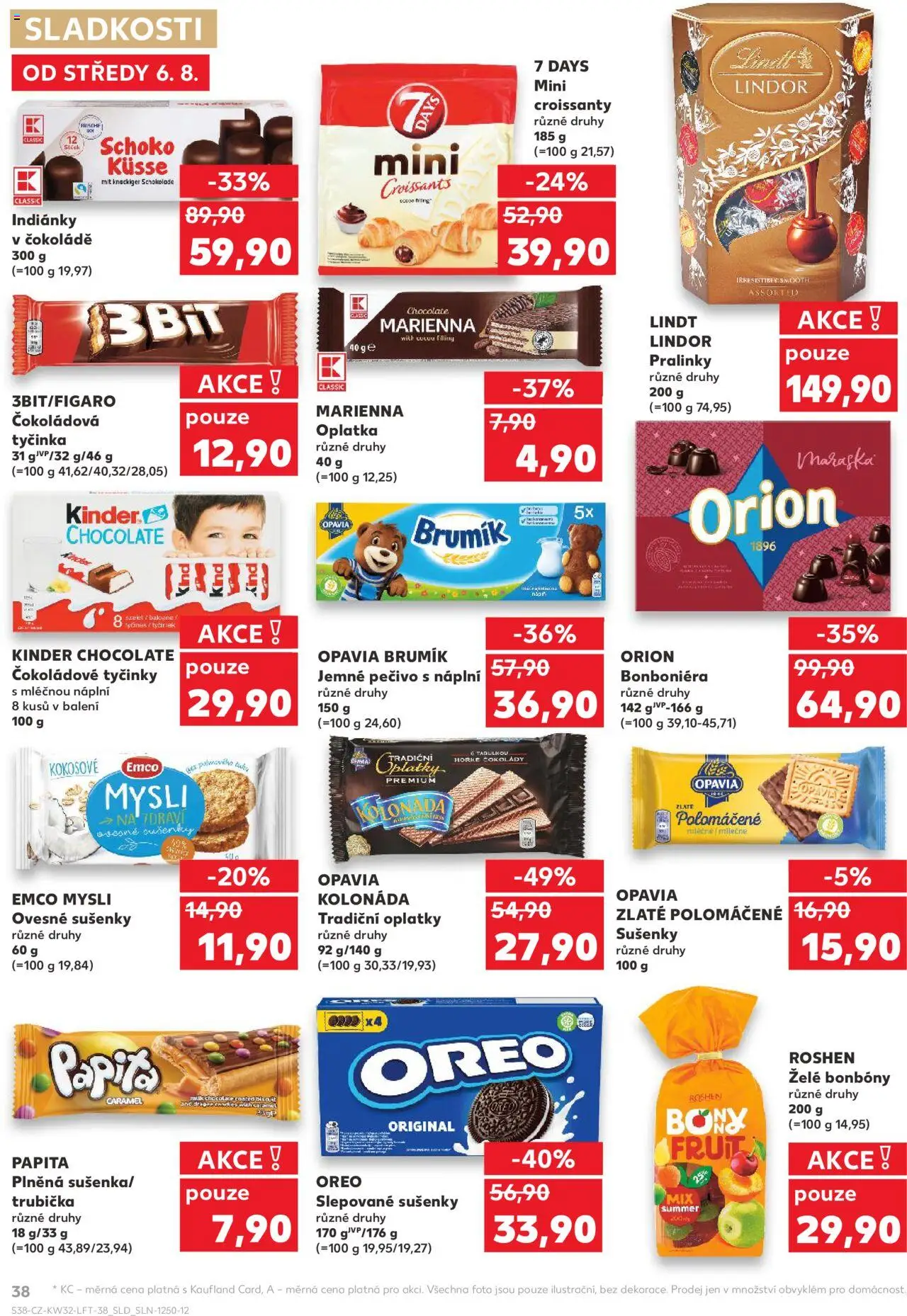 Kaufland leták - Praha 4 od 06.08.2025 | Strana: 38 | Produkty: Bonbóny, Cookies, Lindt lindor, Oplatky