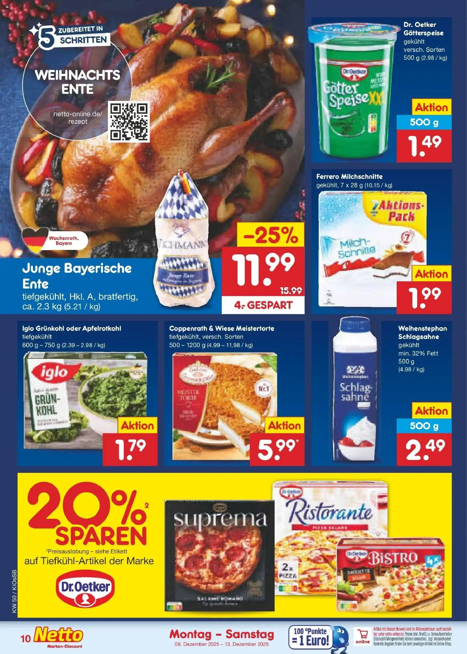 Netto Marken-Discount - Netto: Wochenangebote – gültig ab 07.12.2025 | Seite: 10 | Produkte: Milch, Pizza, Sahne, Ente