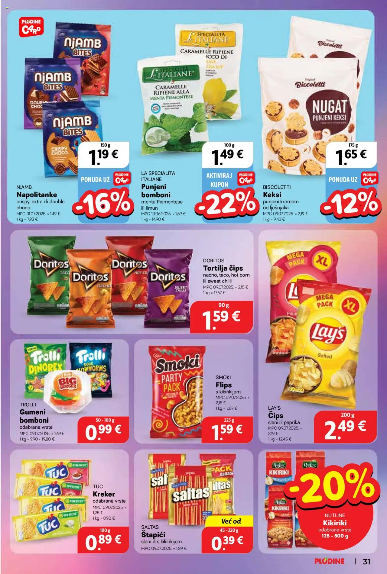 Plodine katalog | vrijedi od 13.08.2025 | Stranica: 31 | Proizvodi: Keksi, Čips, Limun, Štapići