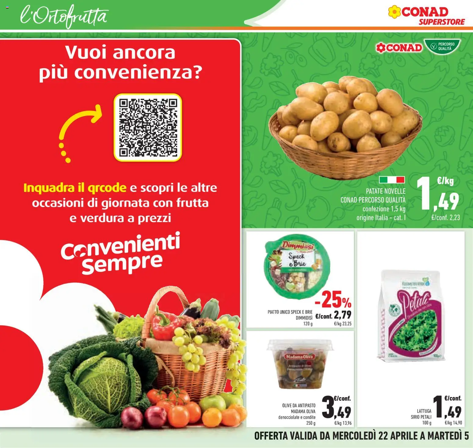 Volantino Conad del 22.04.2026 | Pagina: 10 | Prodotti: Frutta, Olive, Piatto, Lattuga