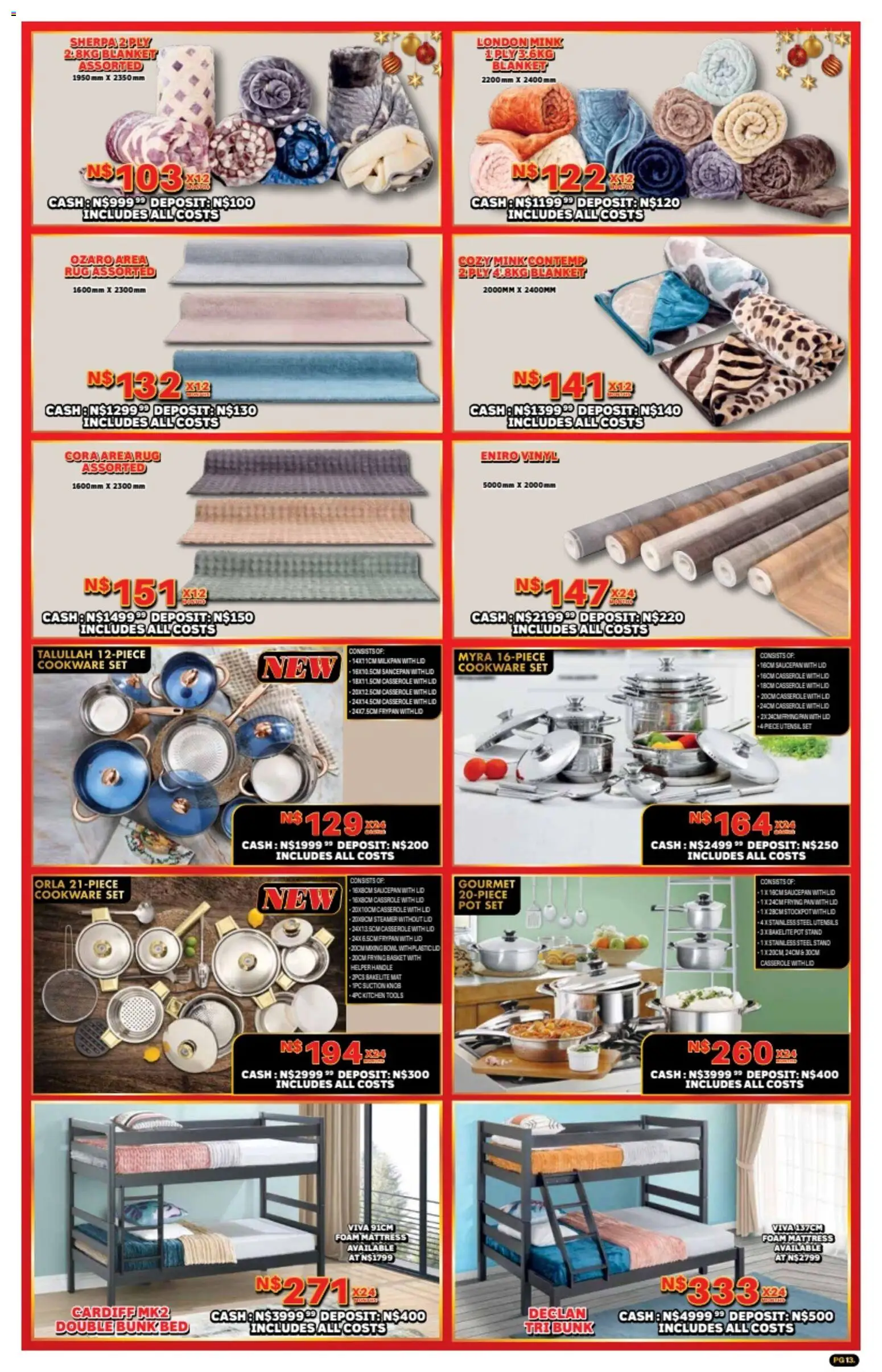 New Lewis Stores catalogue – valid from 10.11.2025 | Page: 13 | Products: Rug, Bowl, Mattress, Cookware