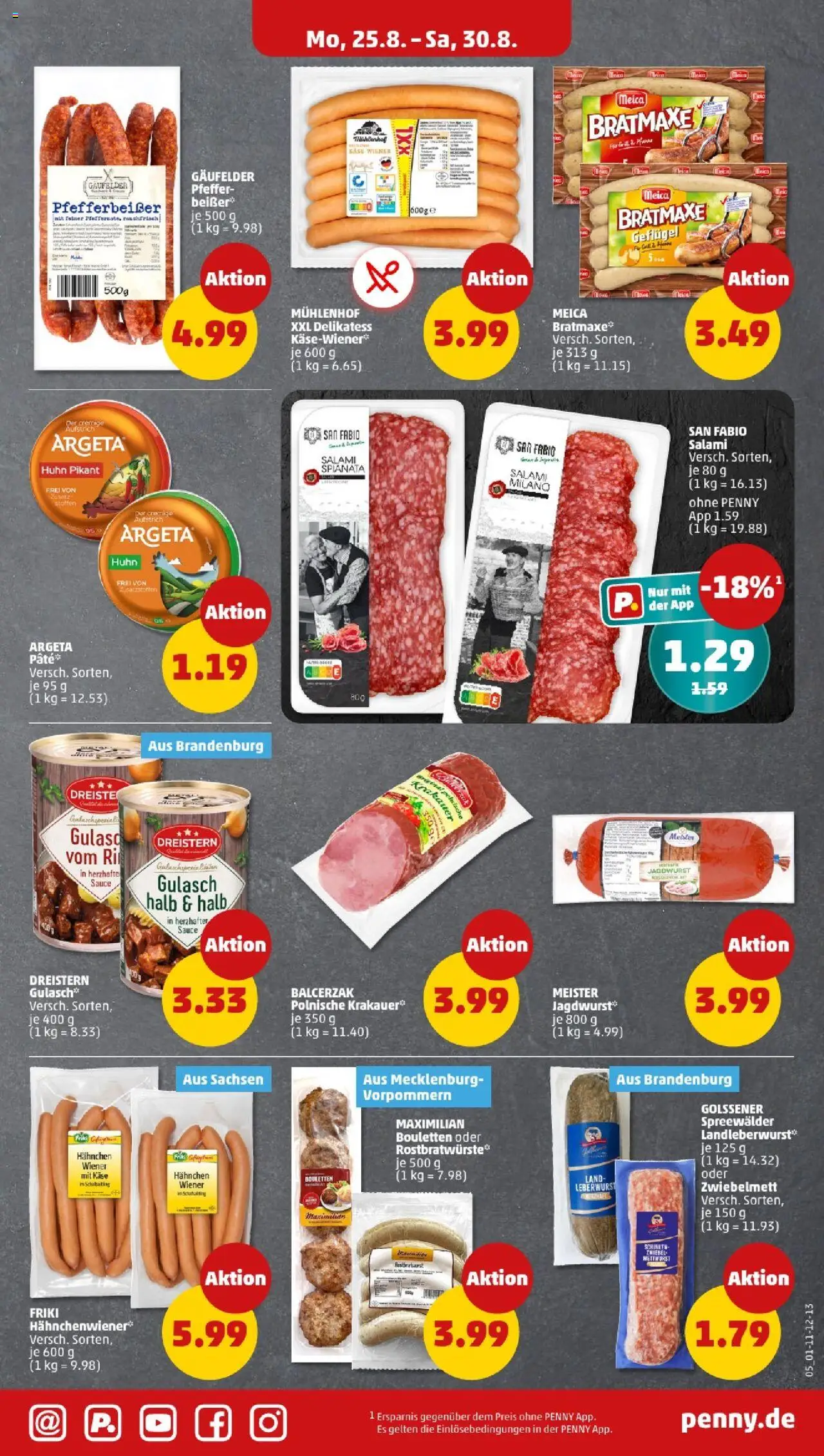 Penny - Thüringen  - gültig ab dem 25.08.2025 | Seite: 5 | Produkte: Käse, Meica, Salami, Schinken