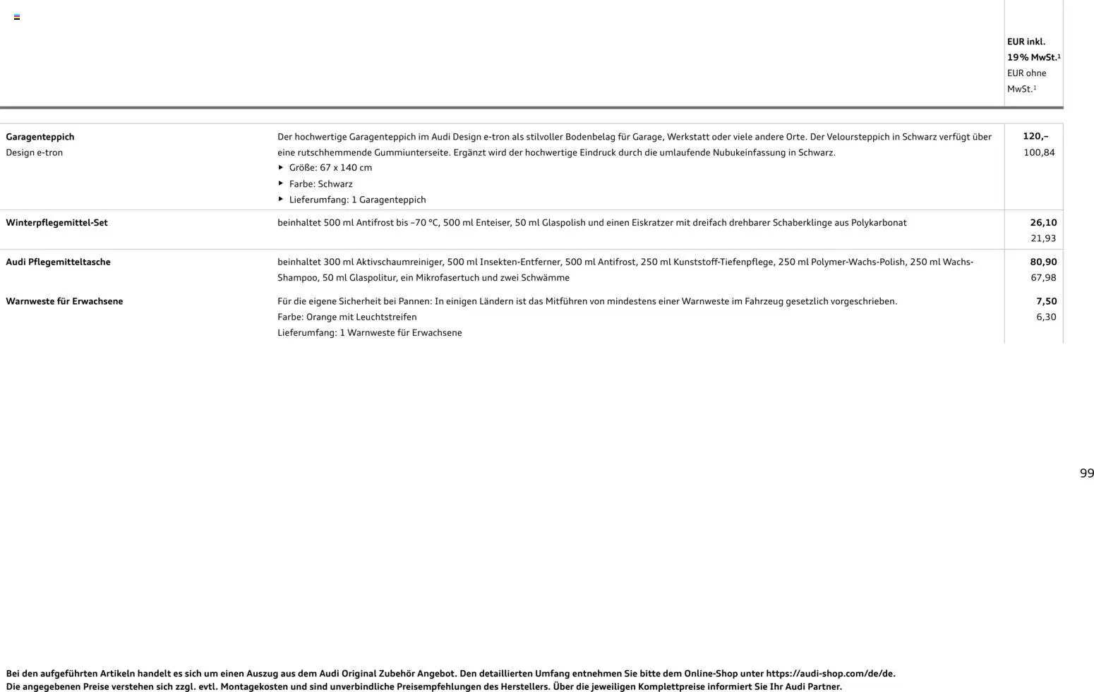 Audi A1 Sportback / A1 allstreet – gültig ab 28.10.2025 | Seite: 99